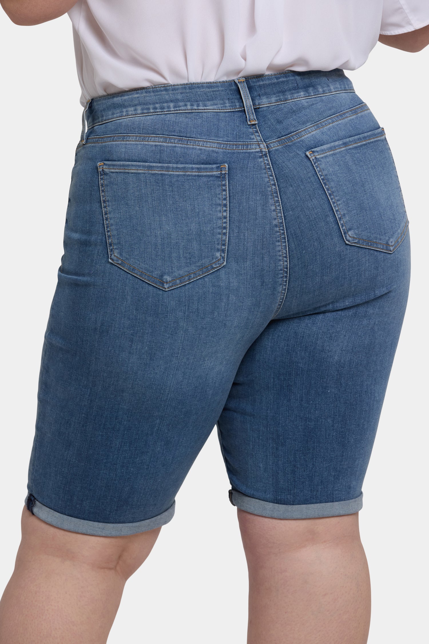 Briella 11 Inch Plus Size Denim Shorts for Women - Comfortable Stretch High Waist Jeans Shorts | Perfect for Summer, Beach, and Casual Outings