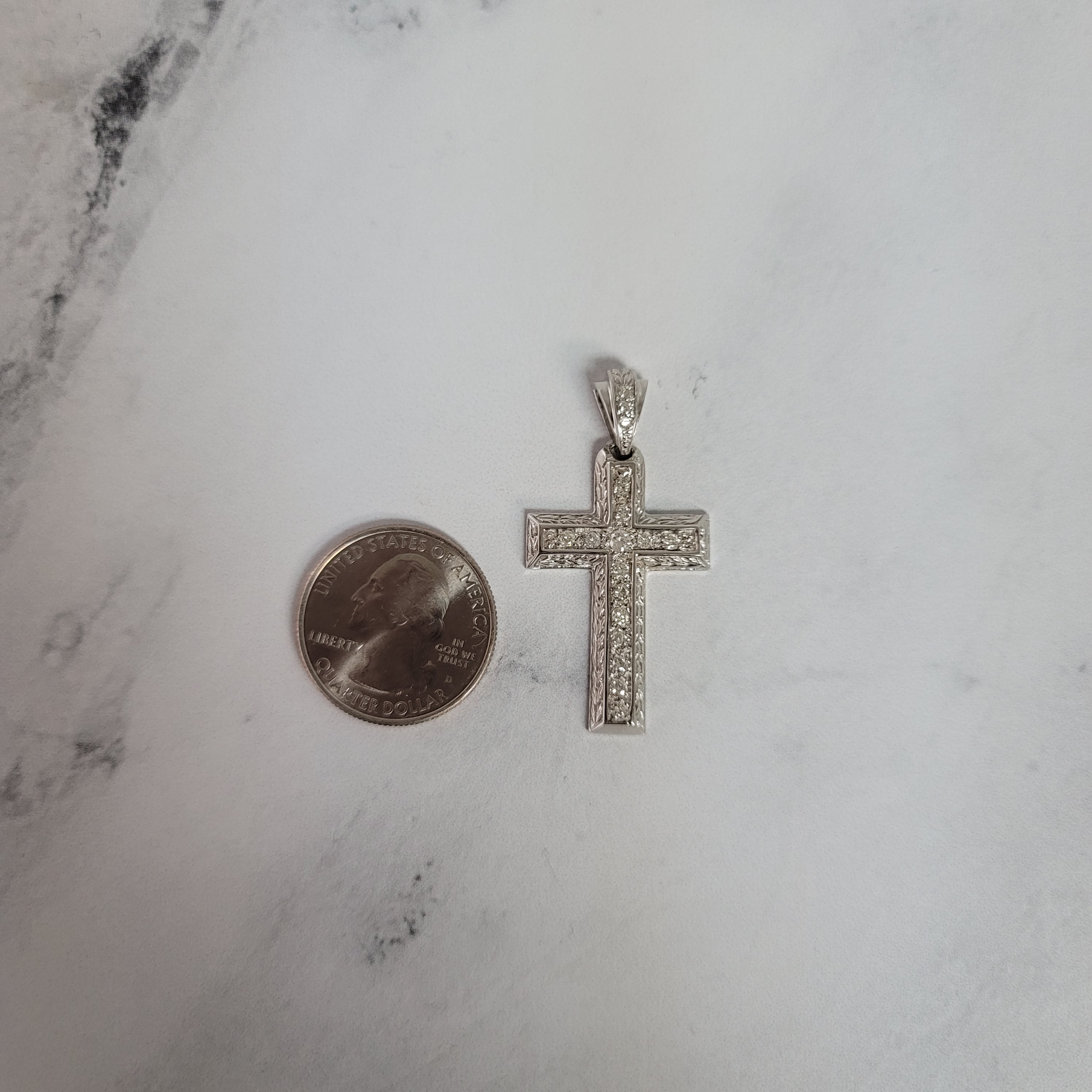 0.5 Carat Diamond Cross Pendant Necklace - 14K White Gold Religious Jewelry for Women - Perfect for Baptism, First Communion & Everyday Elegance