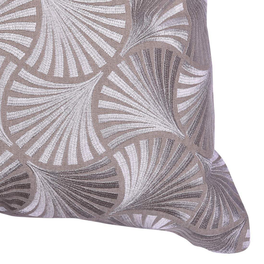 Decozen Embroidered Zipper Pillow Covers Set of 4 - 20x20 Inches Beige Brown Throw Pillow Cases for Sofa, Couch, Bed & Home Decor - Perfect for Living Room, Bedroom & Office Styling