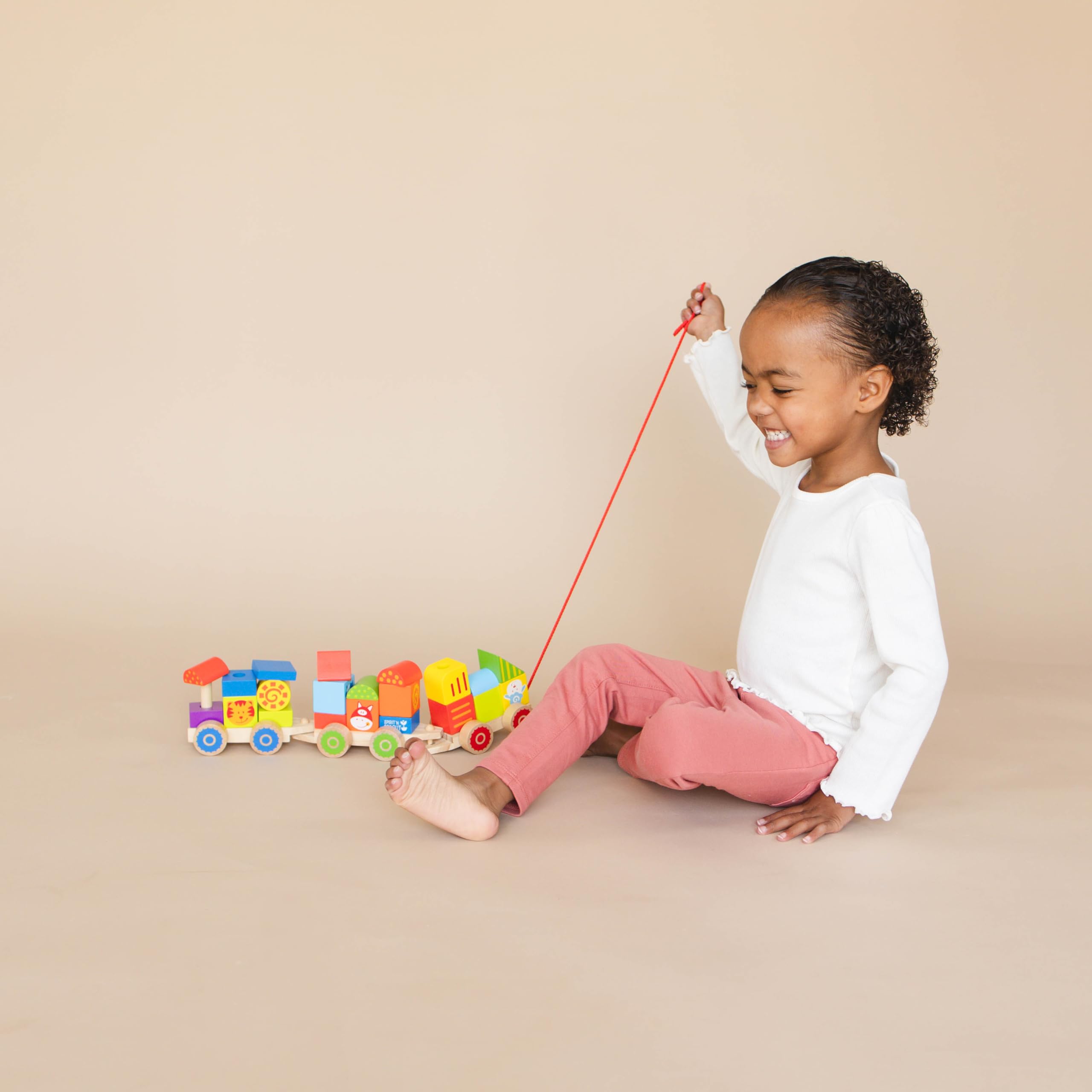 23-Piece Farm Wooden Train Set for Toddlers Ages 2-4 - Stacking & Pull Toy for Early Learning - Montessori-Inspired Walking Toy for 1-3 Year Olds - Perfect for Playtime, Birthday Gifts & Preschool Education