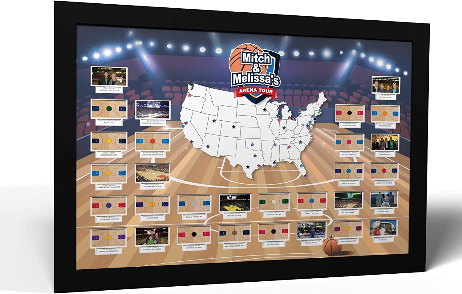 Custom Basketball Court Photo Map - Personalized Sports Decor for Home & Office - Made in USA (Frameless) - Perfect Gift for Basketball Fans & Sports Enthusiasts