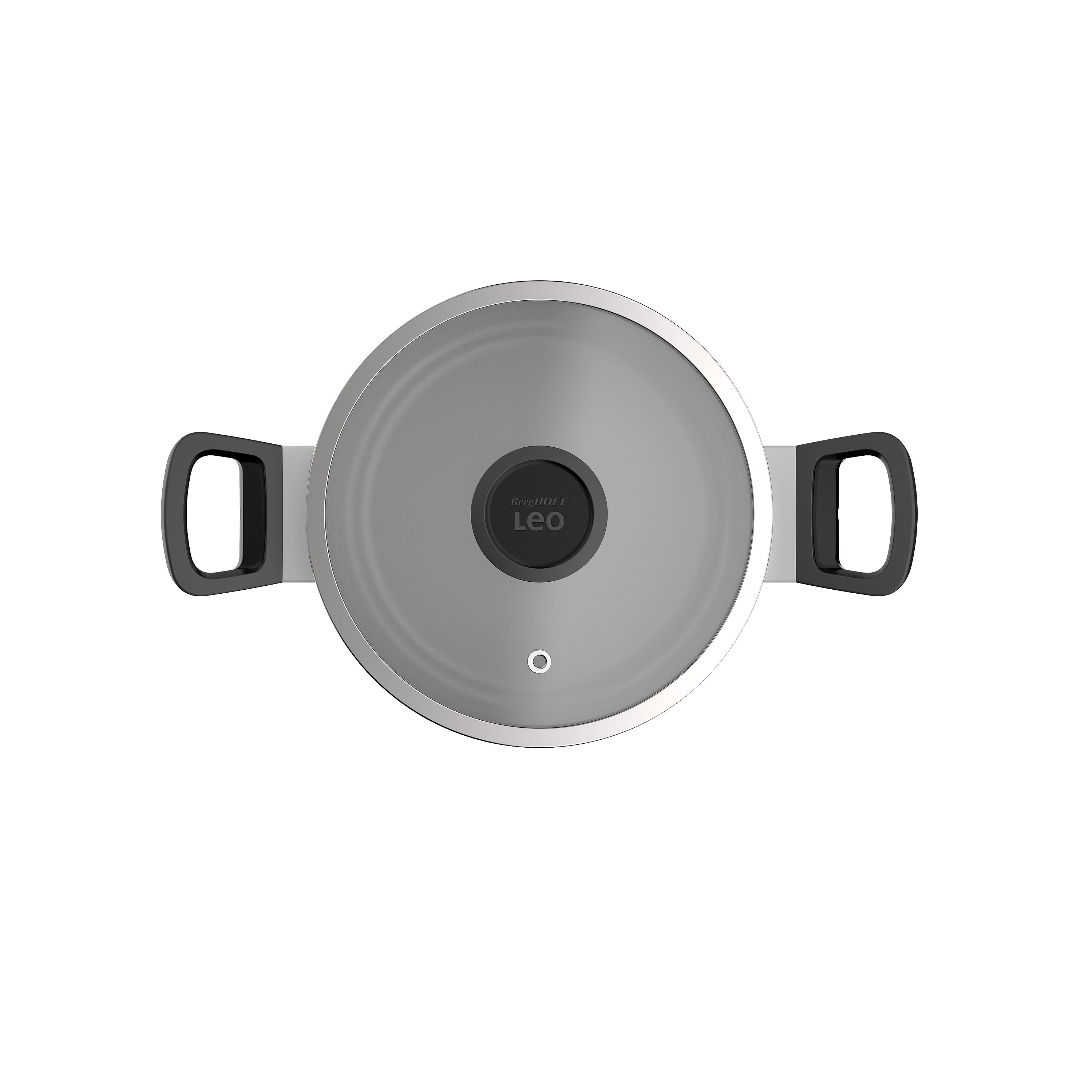 BergHOFF Leo Glints 3-Quart Nonstick Recycled Aluminum Stockpot with Glass Lid – Eco-Friendly Cookware for Soups, Stews & Pasta – Perfect for Home Cooking & Professional Kitchens