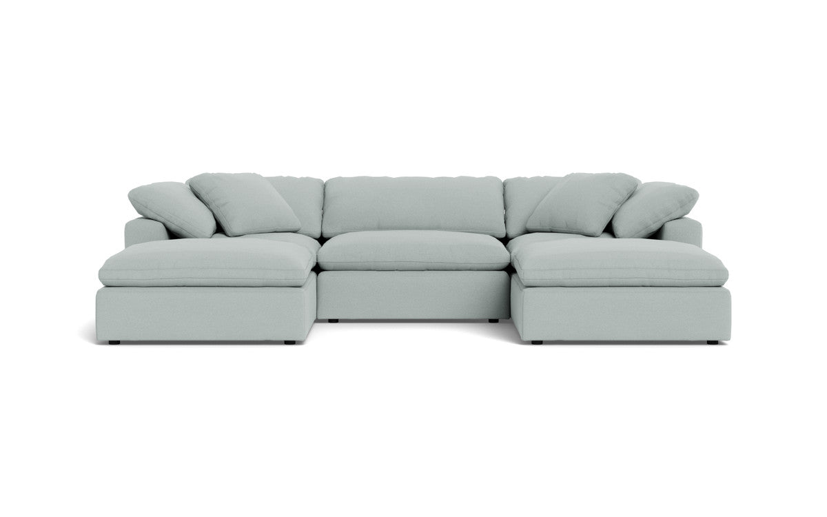 Fluffy 3-Piece Sofa Set with Double Ottoman - Soft and Comfortable Living Room Furniture for Small Spaces, Apartment, Dorm or Lounge Area