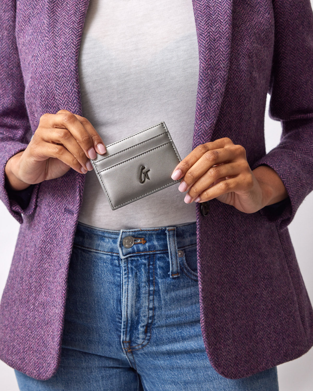 Premium Gunmetal Card Holder - Slim RFID Blocking Wallet for Men & Women | Perfect for Everyday Use, Travel & Business