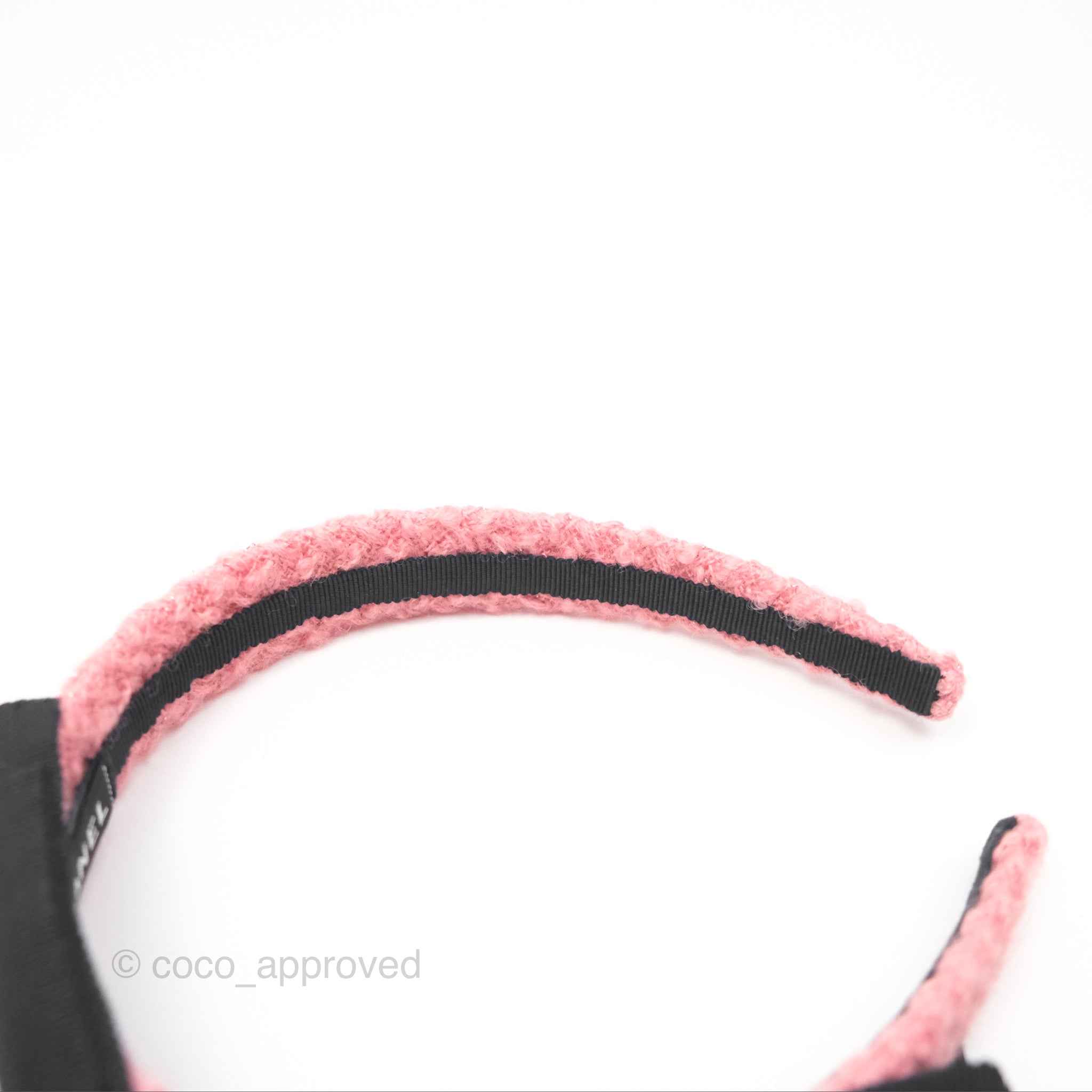 Chanel Black CC Silk Ribbon Bow Tweed Hair Band Pink 22B - Luxury Hair Accessory for Women, Perfect for Weddings, Parties & Special Occasions