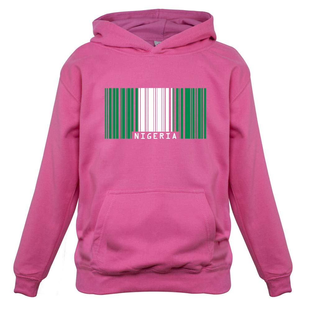 Nigeria Flag Barcode Print Pullover Hoodie for Kids - Stylish & Comfortable Children's Sweatshirt for School, Playdates & Casual Outings
