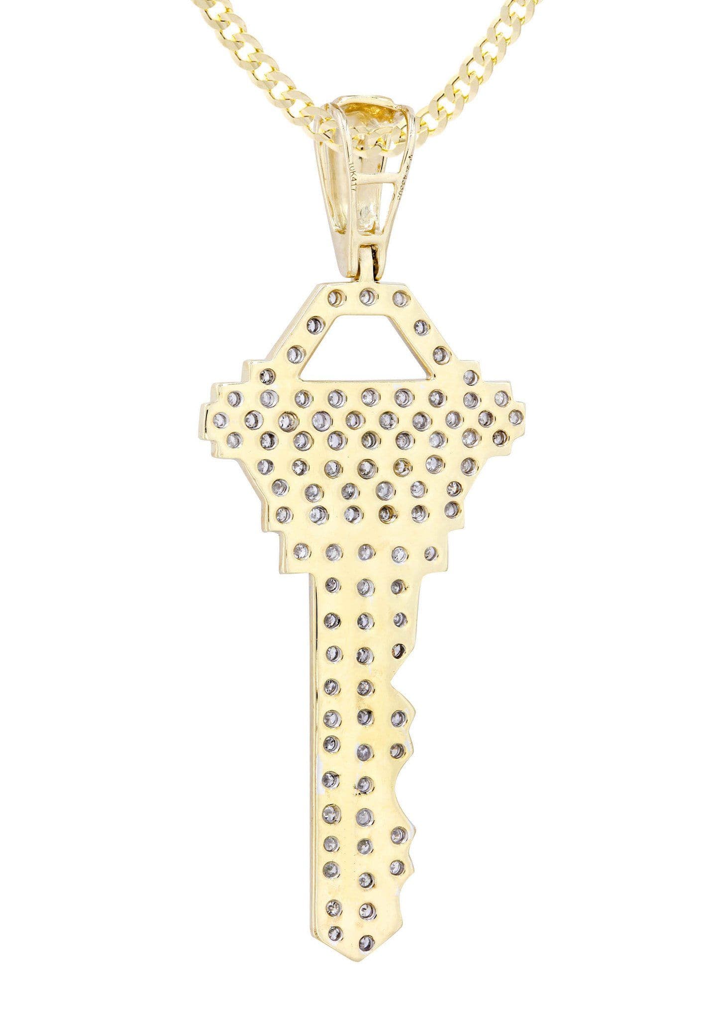 10K Yellow Gold Key Diamond Necklace - 1.17 Carats Diamond Pendant for Women | Elegant Jewelry Gift for Birthday, Anniversary & Valentine's Day