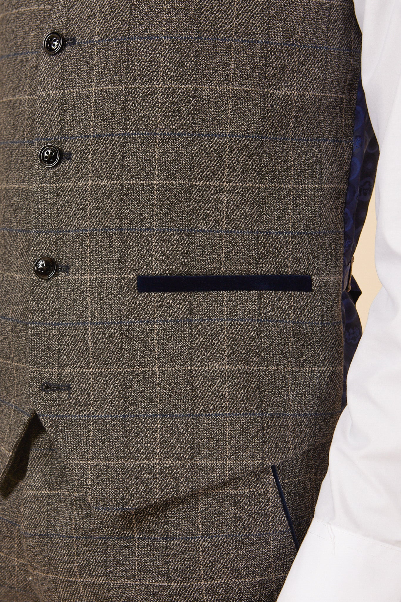 LEN SCOTT Men's Grey Tweed Check Waistcoat Vest - Formal & Casual Wear for Weddings, Office & Vintage Style Outfits