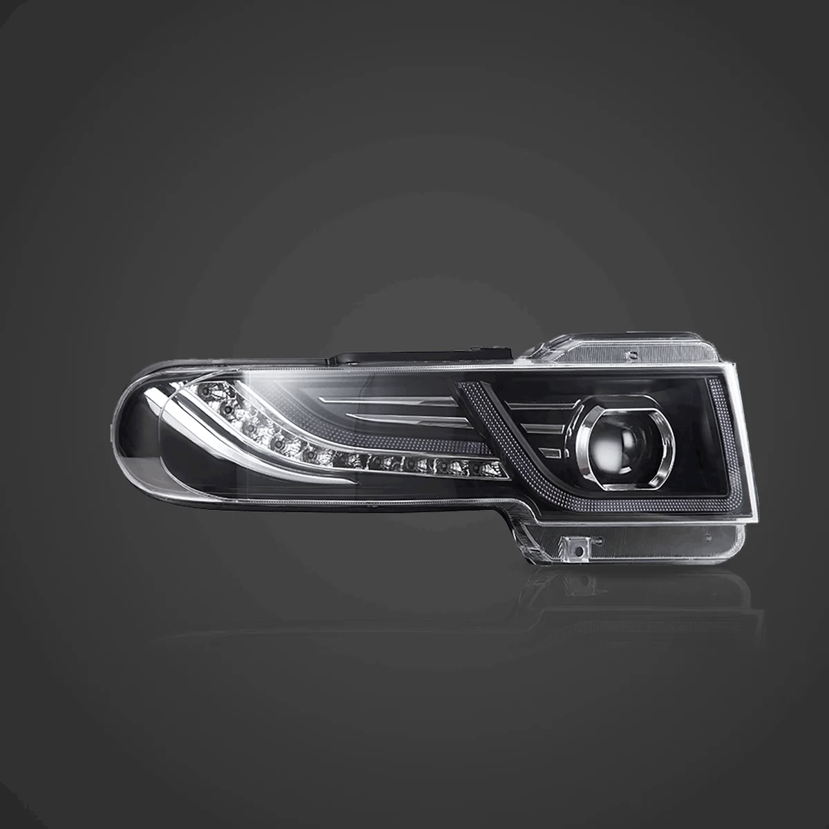 High-Performance LED Headlight Assembly Dual Beam Projector with Grille for 2007-2015 Toyota FJ Cruiser XJ10 - Upgrade Your Off-Road Lighting for Night Adventures & Trail Driving