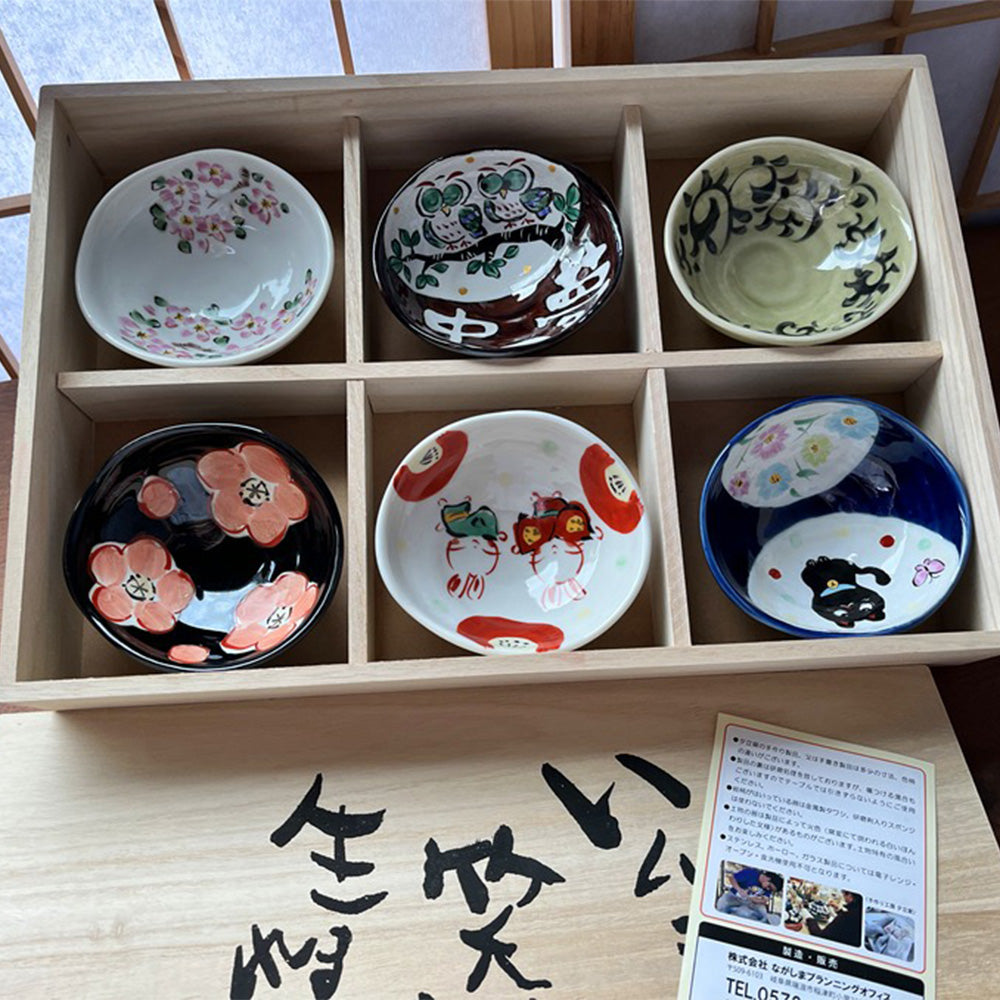 Japanese Mino Yaki Yudachi Kiln Mini Bowl Set of 6 - Authentic Handcrafted Ceramic Rice Bowls for Sushi, Ramen, and Small Dishes - Perfect for Japanese Dining and Home Decor