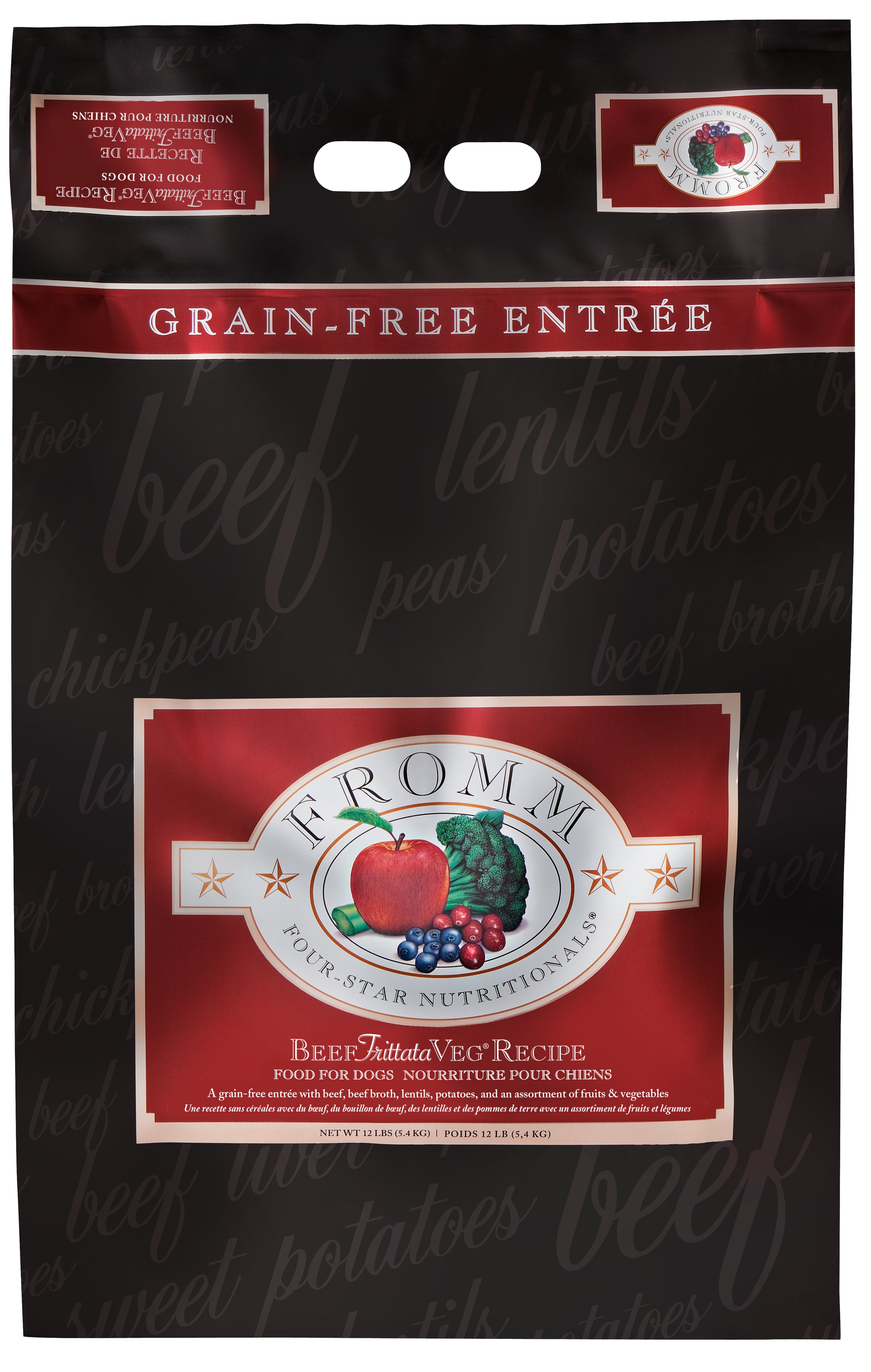 Fromm Four Star Grain Free Dry Dog Food - Beef Frittata Recipe - High Protein, Natural Ingredients for Adult Dogs - Perfect for Sensitive Stomachs & Allergies - Ideal for Home Feeding & Training Treats