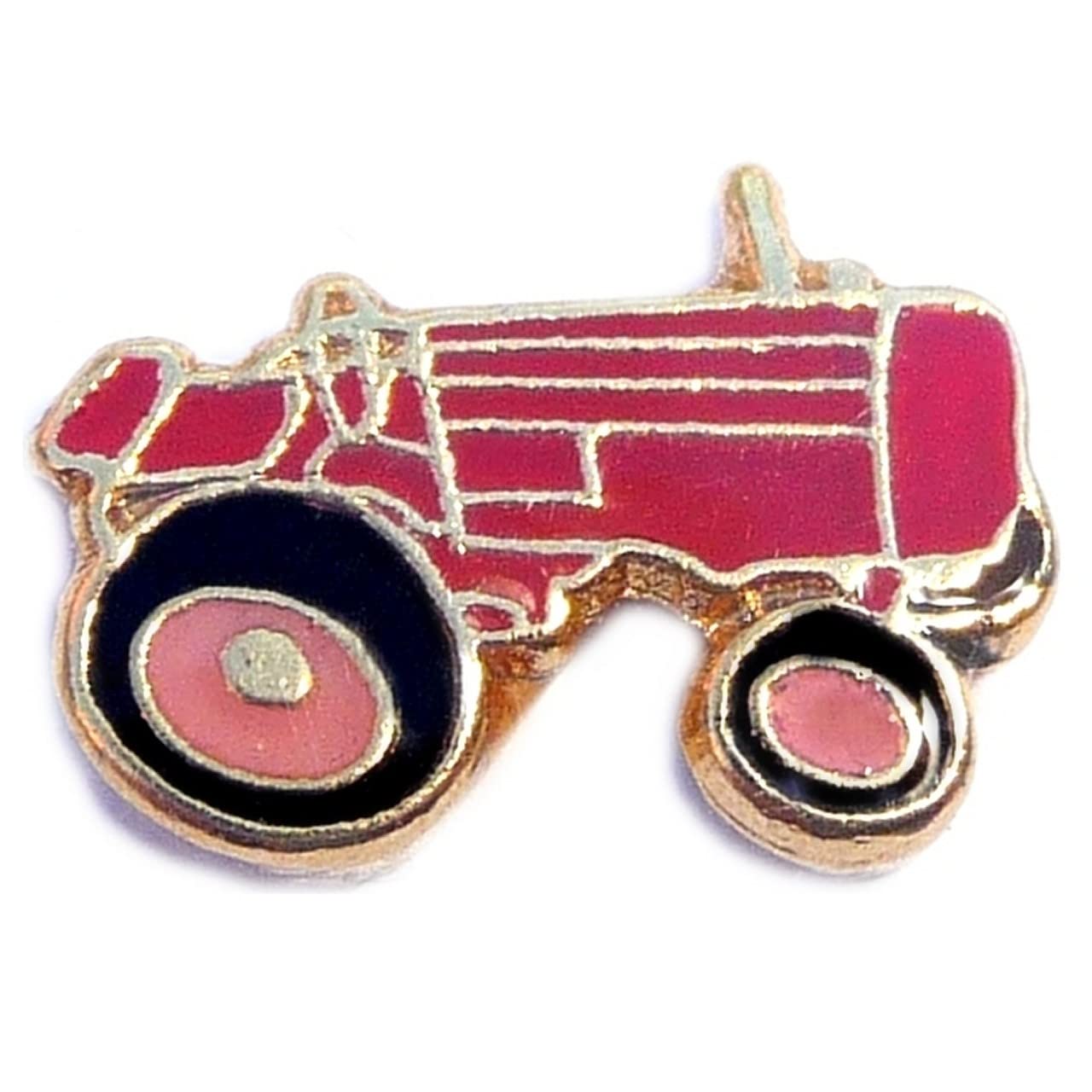 Red Tractor Floating Locket Charm - Vintage Farm Equipment Jewelry for Necklace, Perfect for Farmers, Country Lovers & Rustic Weddings