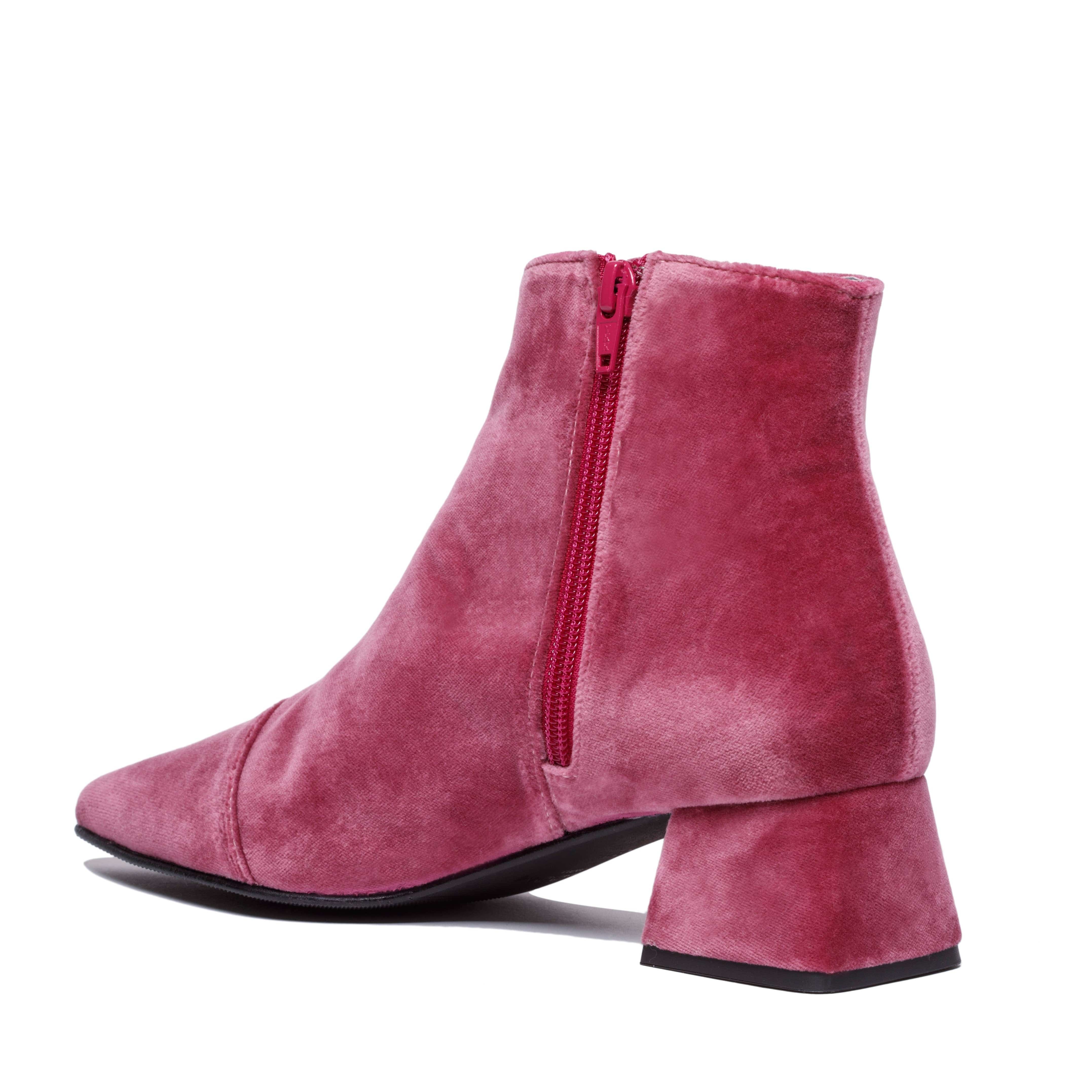 Dahlia Vegan Velvet Ankle Boots for Women - Soft Pink Comfortable Winter Booties | Perfect for Casual Outfits, Date Nights & Holiday Parties