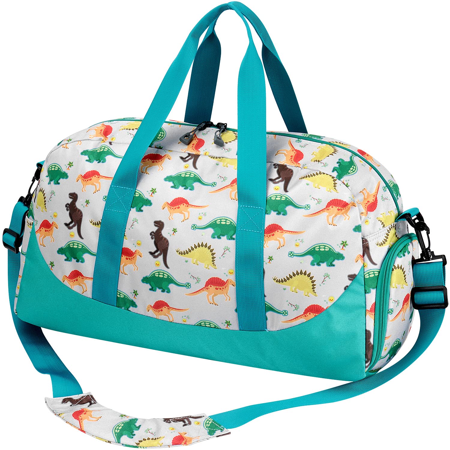 Dinosaur Kids Duffle Bag for Boys - Large Green Travel Overnight Weekender Bag for School, Sports & Sleepovers | Perfect for Weekend Trips, Gym & Camping