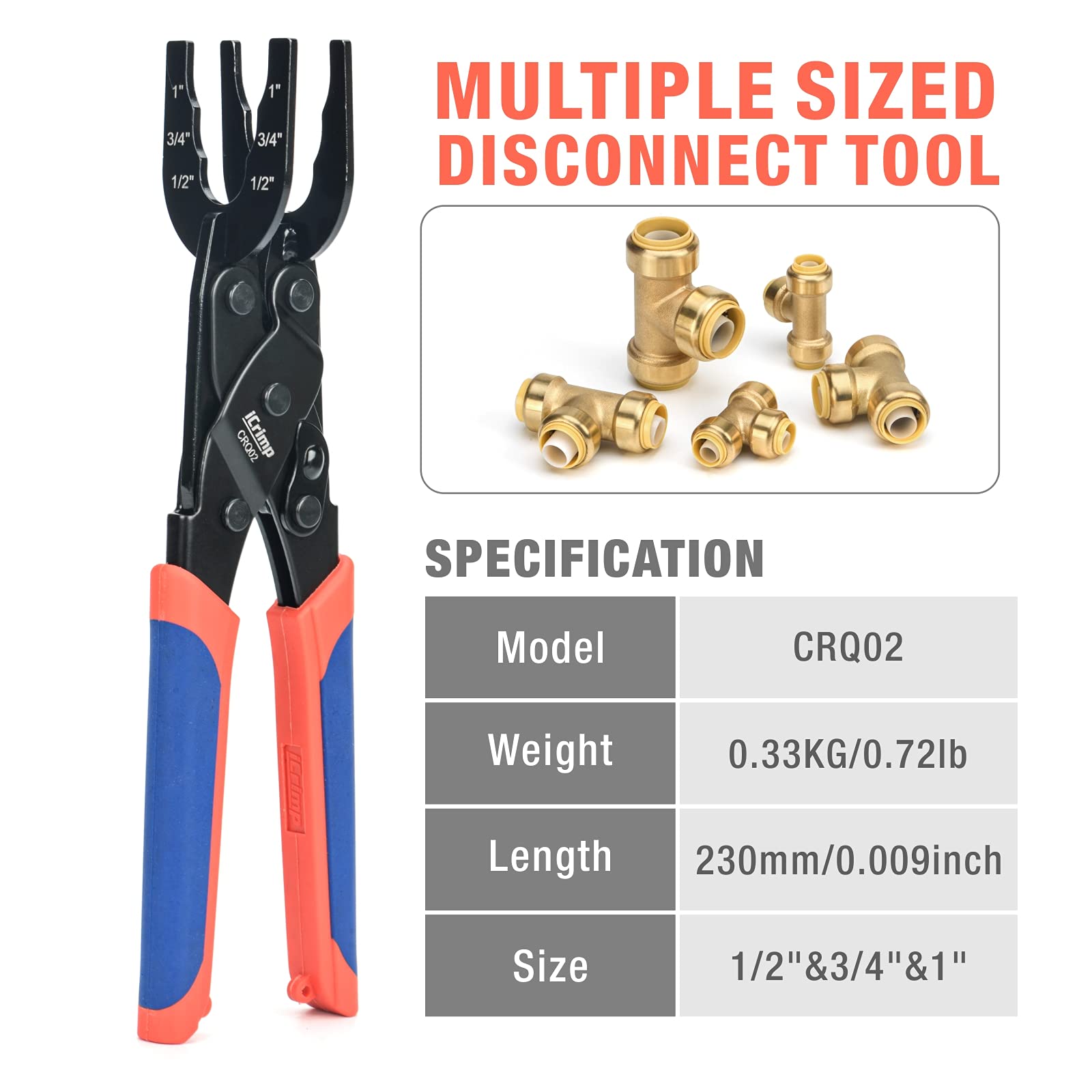iCrimp Disconnect Tool and Deburring Gauge Tool Kit for Push-to-Connect Fittings - Perfect for Plumbing, HVAC, and Automotive Applications
