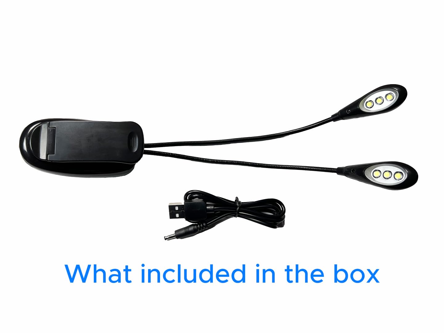 Lukeeroo LED Music Stand Light - USB & 3 AAA Battery Powered, Foldable Clip-On Rotatable Double Light for Sheet Music | Perfect for Musicians, Bedside Reading & Book Lamps