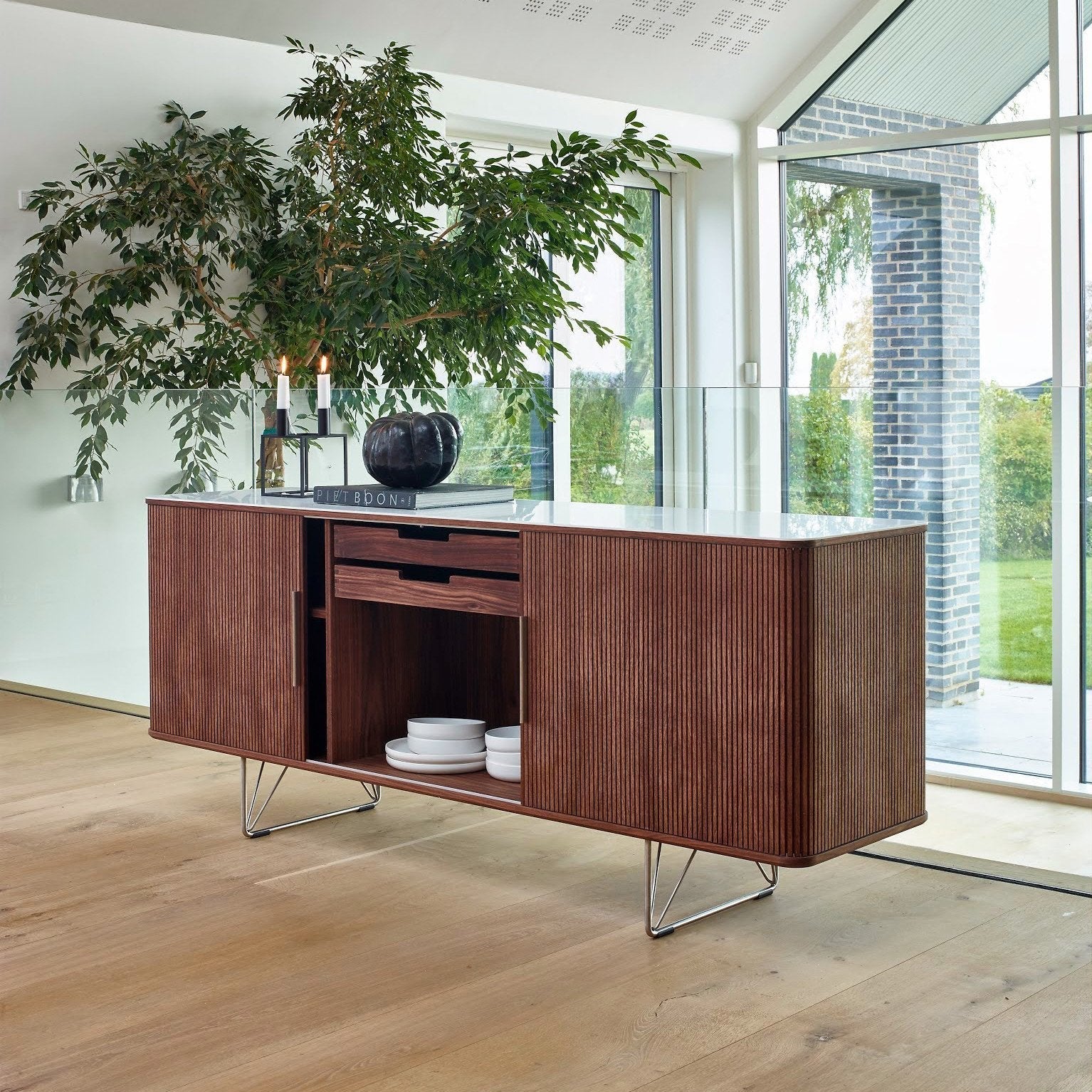 AK2730 Modern Sideboard Buffet Cabinet - Stylish Storage for Dining Room, Living Room & Entryway | Perfect for Organizing Dishes, Linens & Home Decor