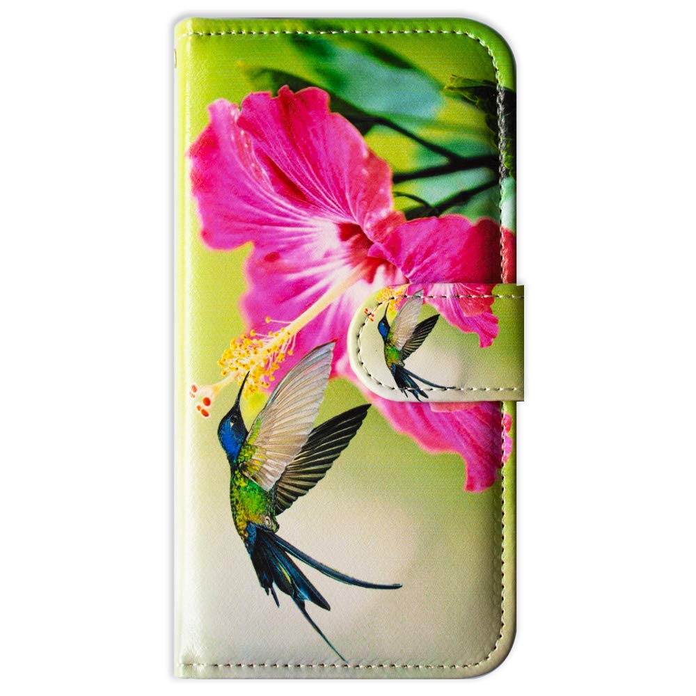 Premium Hummingbird Red Flowers Leather Flip Wallet Case for iPhone 12 Pro Max - Card Slot Holder & Kickstand | Perfect for Work, Travel & Everyday Protection