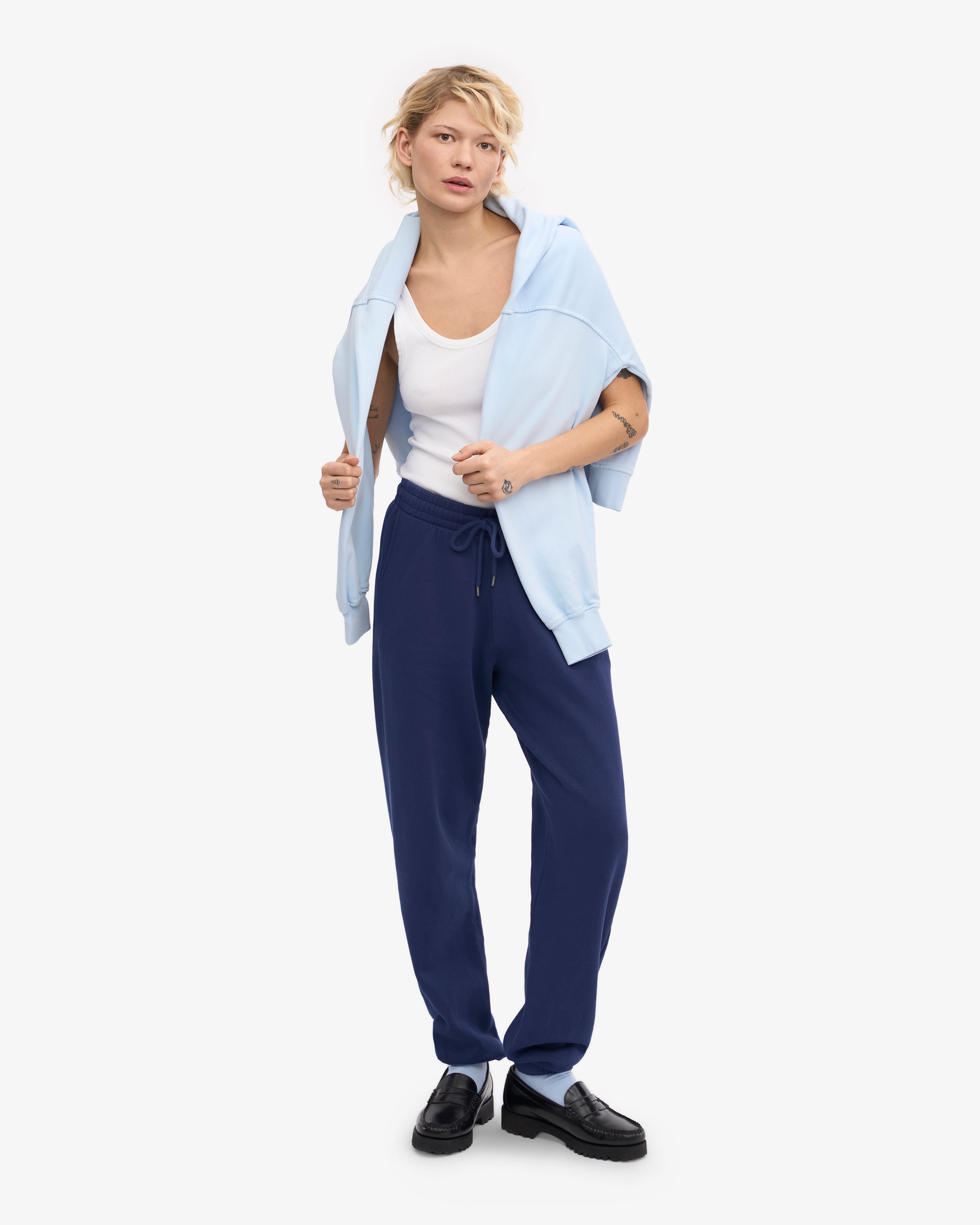 Premium Organic Cotton Sweatpants for Women & Men - Soft & Comfortable Marine Blue Joggers - Perfect for Yoga, Gym, Lounge & Casual Wear