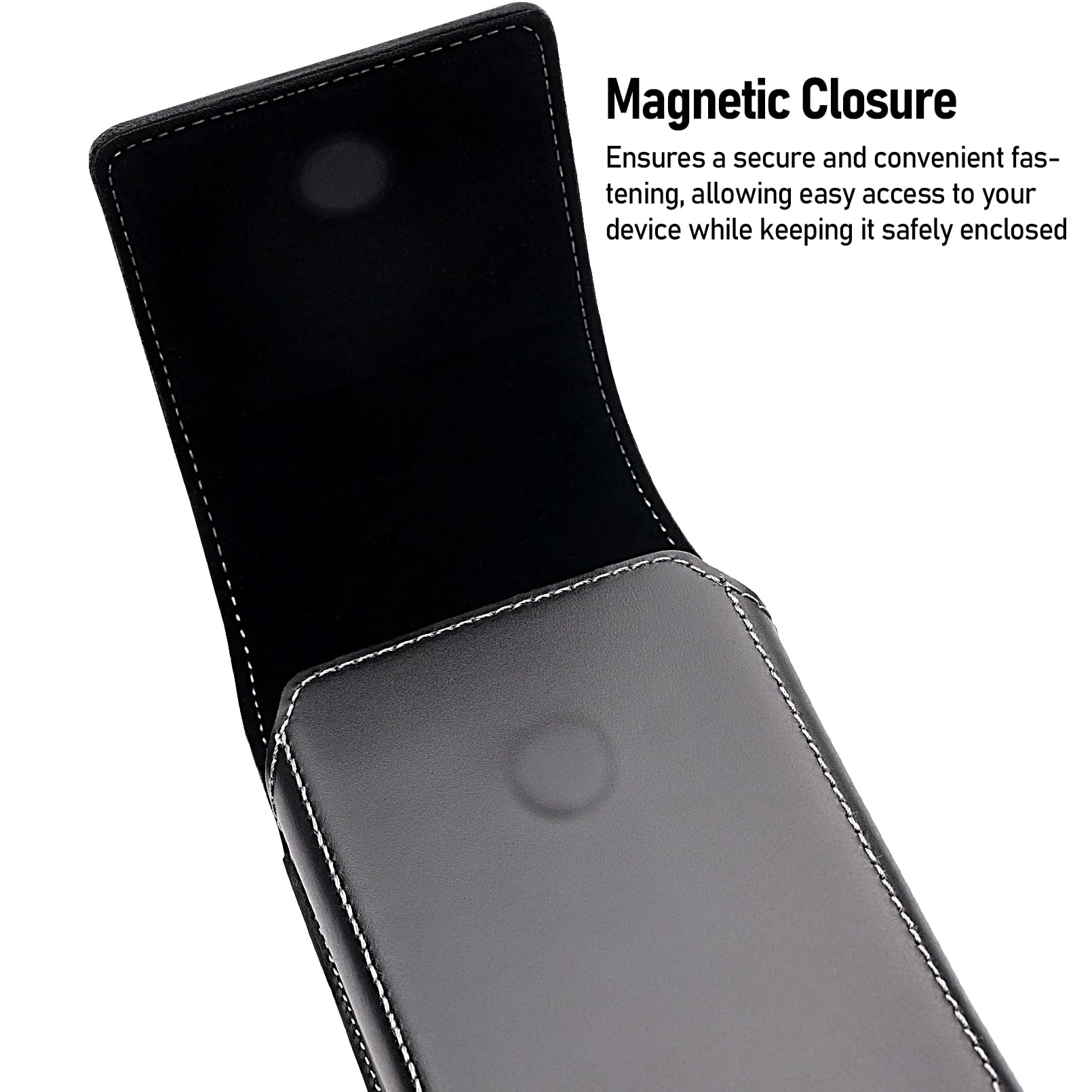 YKOOE Genuine Leather Phone Holster for iPhone 16/15/14/13/12 Pro Max & Plus | Galaxy S24/S23/S21 FE - Premium Belt Clip with Magnetic Closure (Black, XL) - Perfect for Work, Travel & Outdoor Activities