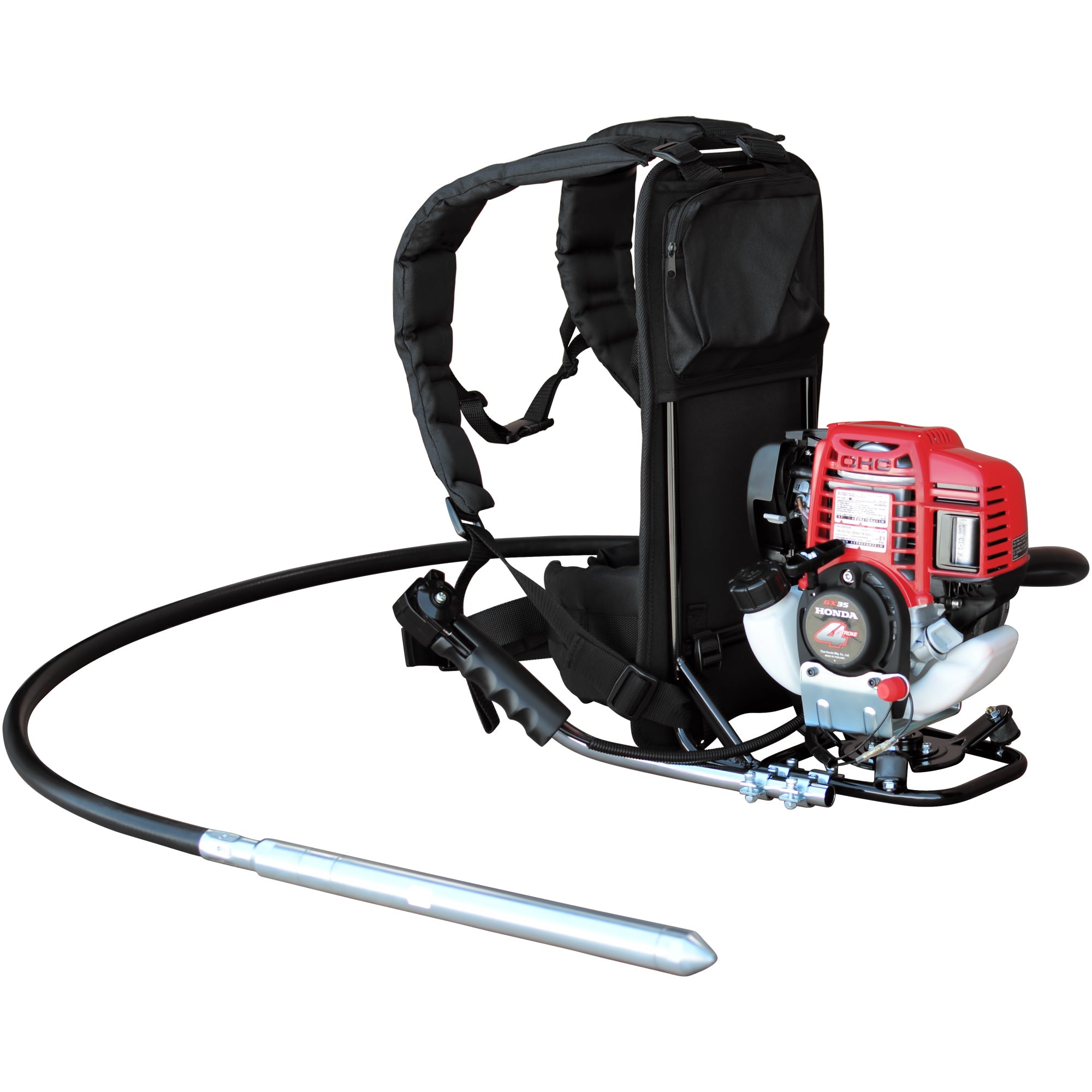 2HP Honda Gas Powered Concrete Vibrator with Flexible Shaft - Portable Backpack Design for Construction, Foundation Work & Concrete Leveling