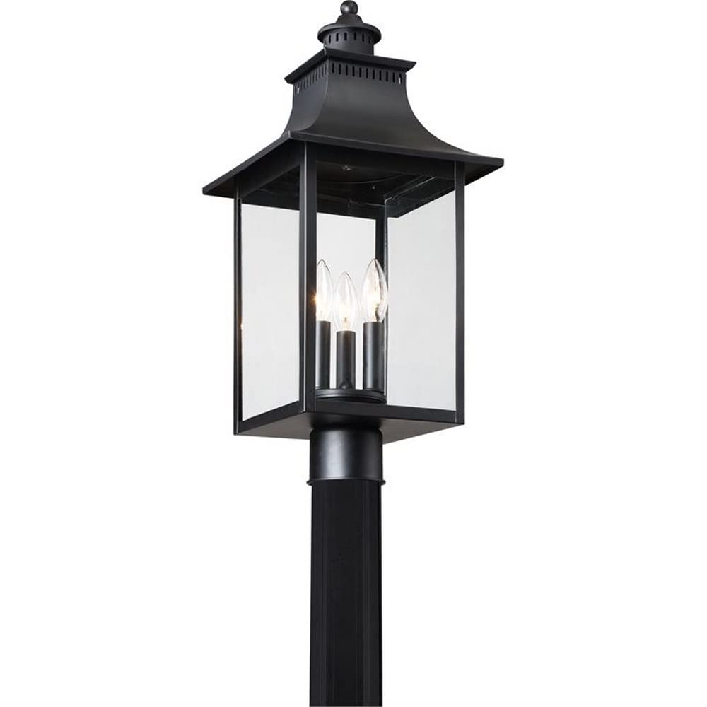 3-Light Outdoor Post Lantern with Mystic Black Finish - Traditional Style Exterior Lighting for Porch, Garden & Pathway - 71-Bel-2539262