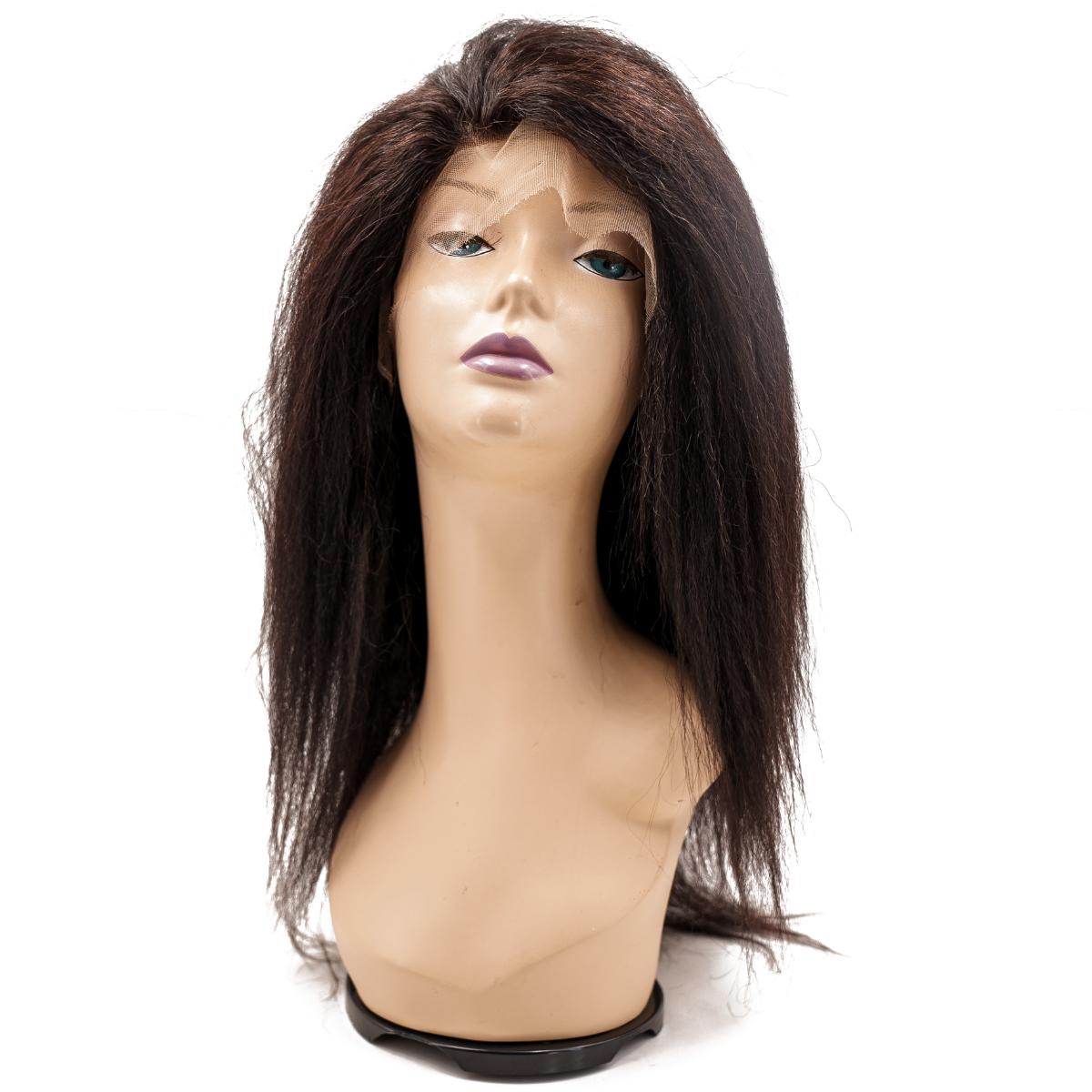 Kinky Straight Mono Lace Front Medical Wig - Natural Looking Human Hair Wig with PU Base for Women - Perfect for Daily Wear, Cosplay & Hair Loss Solutions