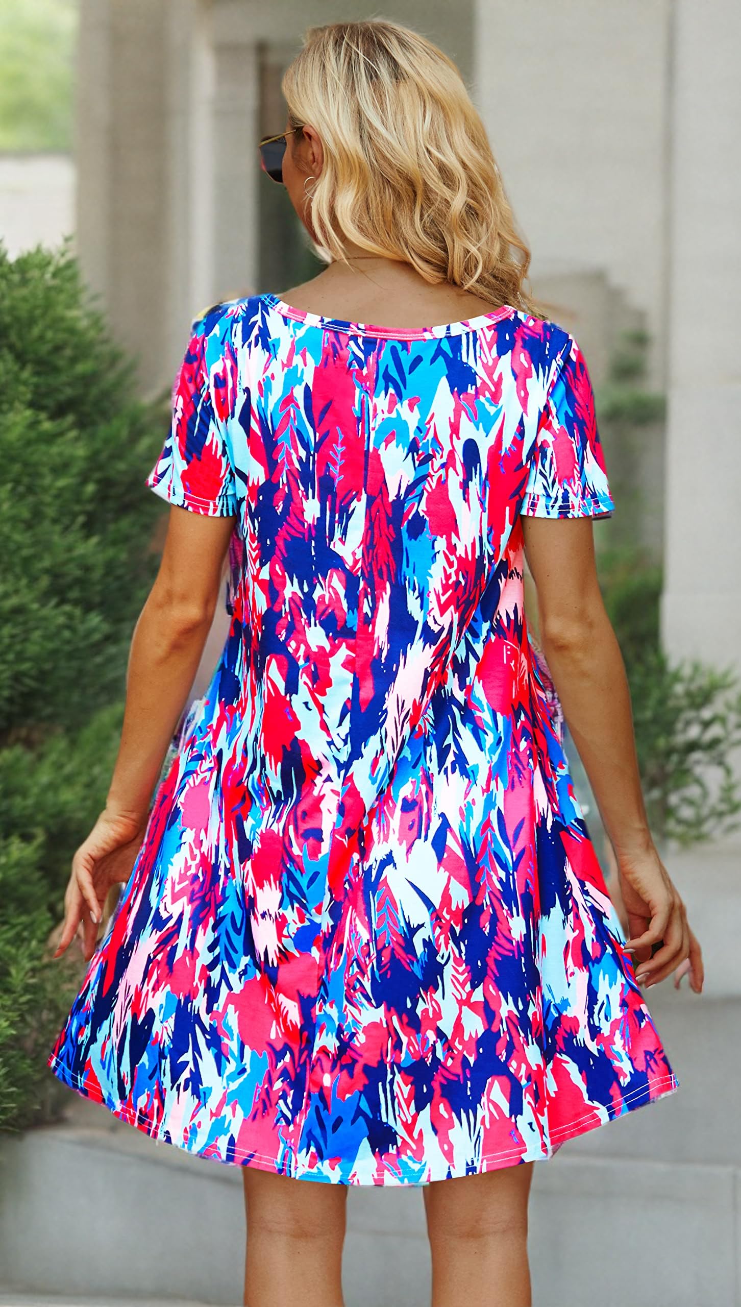 Women's Casual Summer Beach Sundress - Short Sleeve T-Shirt Dress with Pockets | Perfect for Vacation, Poolside, and Outdoor Activities