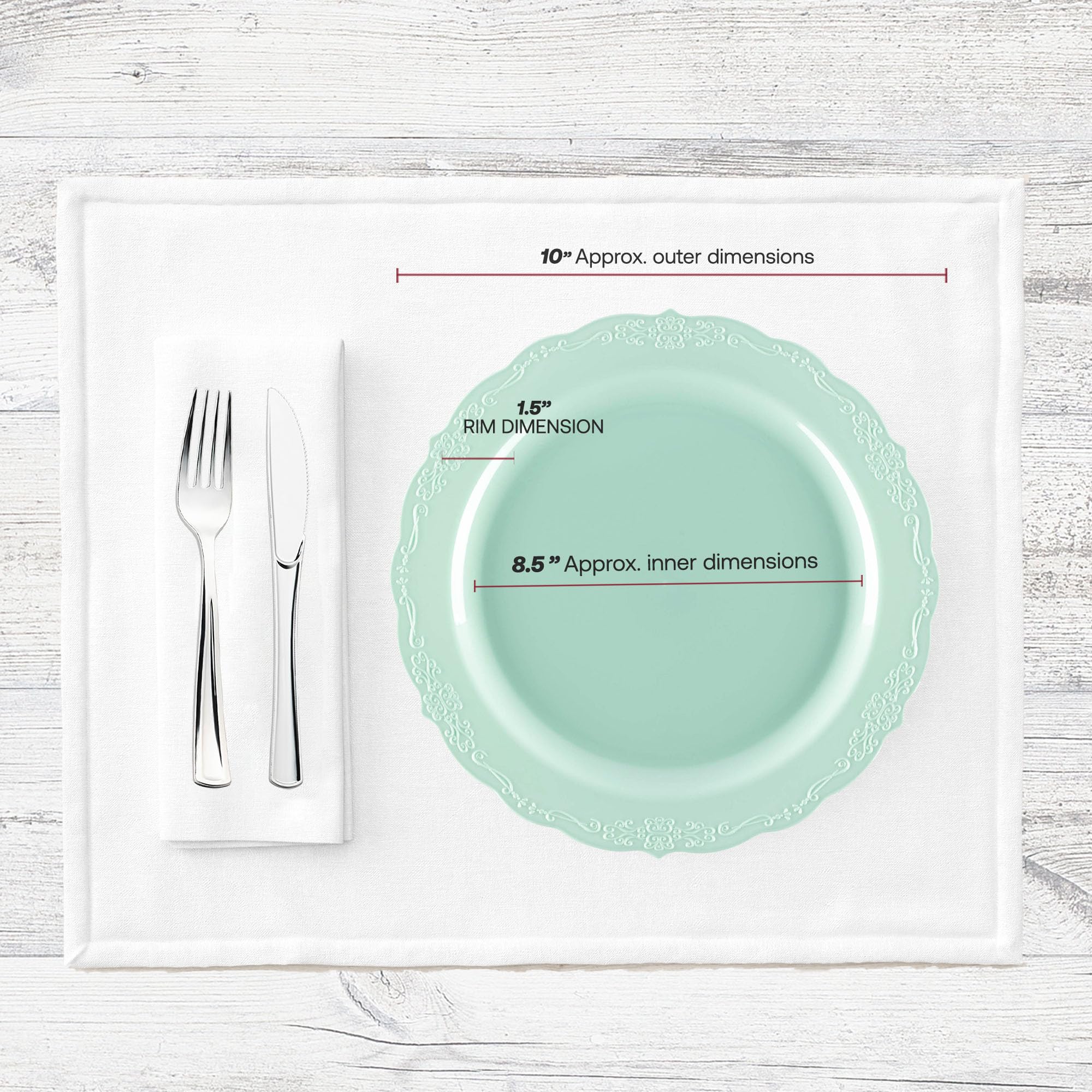Elegant Disposable Plastic Dinner Plates 10 Inch - 120 Count Heavy Duty Turquoise Party Plates for Weddings, Birthdays & Events | Durable Disposable Tableware for Catering, BBQs & Special Occasions