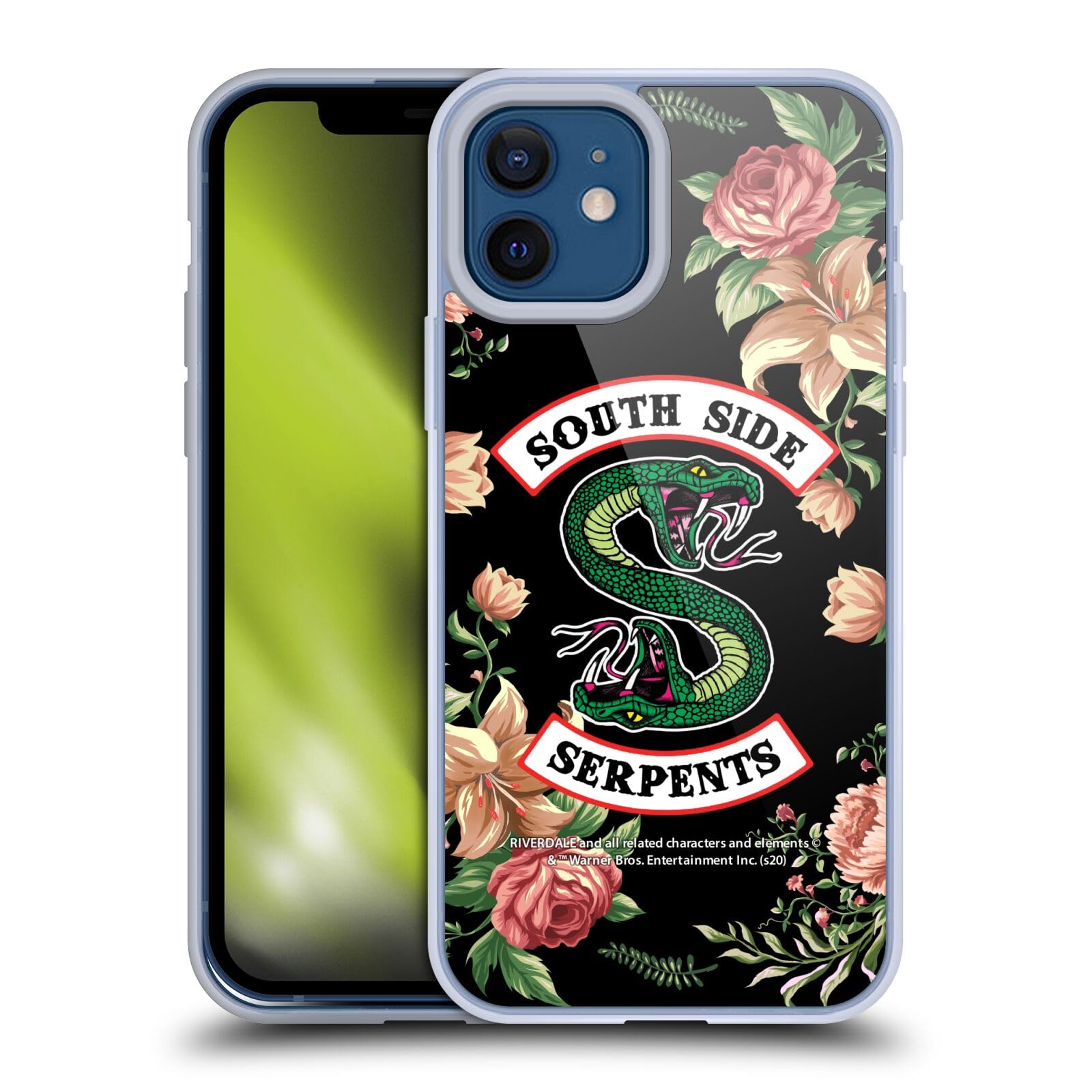Officially Licensed Riverdale Floral Print South Side Serpents Soft Gel Phone Case for Apple iPhone 12 & iPhone 12 Pro - Stylish Protection for Everyday Use & Fan Gifts