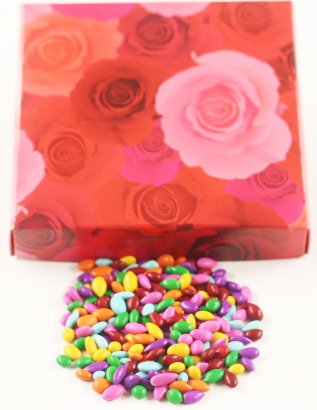Scott's Cakes Rainbow Mix Chocolate Covered Sunflower Seeds - 1 Pound Bulk Bag in Pink Roses Gift Box - Perfect for Party Favors, Wedding Treats & Holiday Gifting