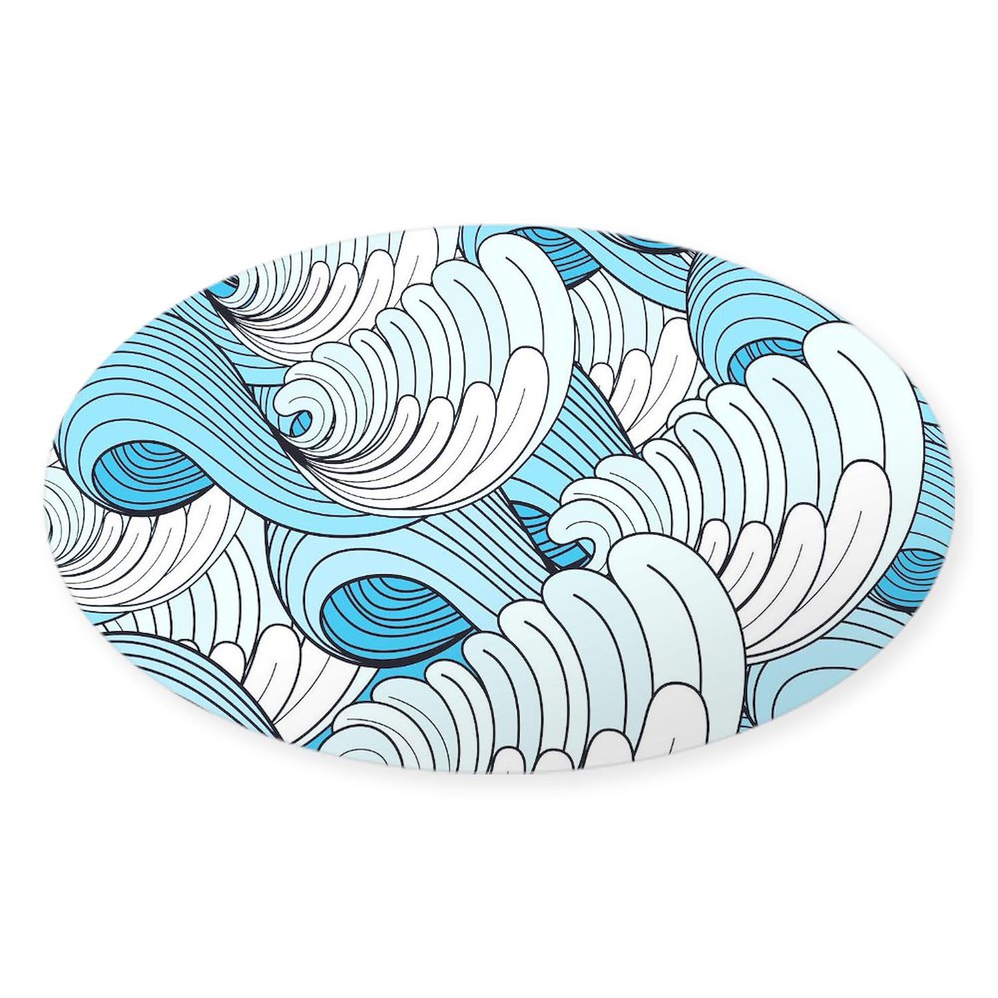 Ocean Waves Oval Car Bumper Sticker - Beach Lover Decal for Cars