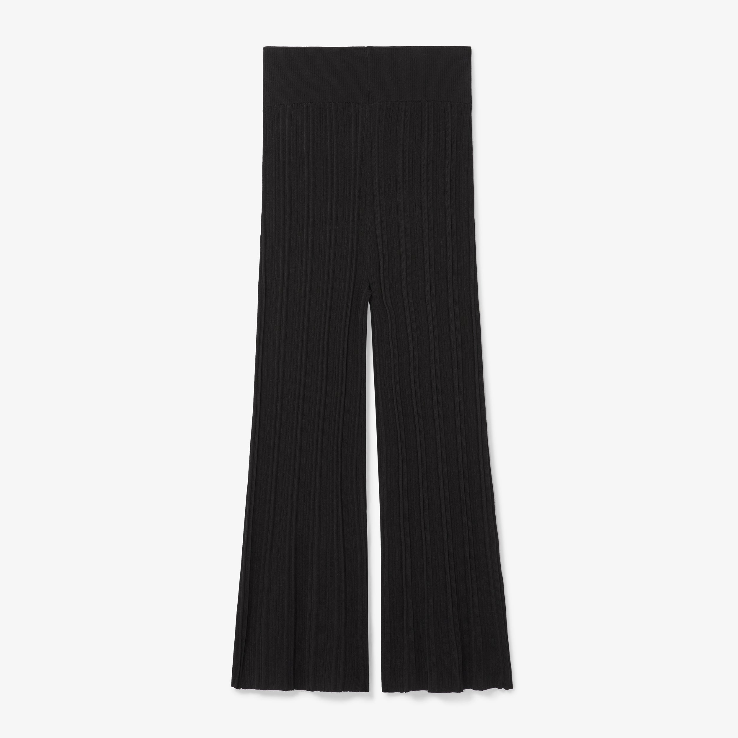 Marijane Pant Textured Knit Women's High Waisted Pants - Black | Comfortable Stretchy Lounge Pants for Yoga, Travel & Casual Wear