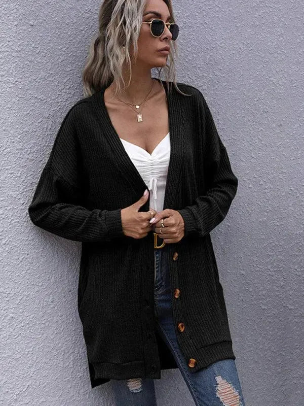 V-Neck Women's Cardigan Sweater - Soft Knit Open Front Long Sleeve Wrap - Perfect for Office, Casual Outfits & Layering in Fall/Winter