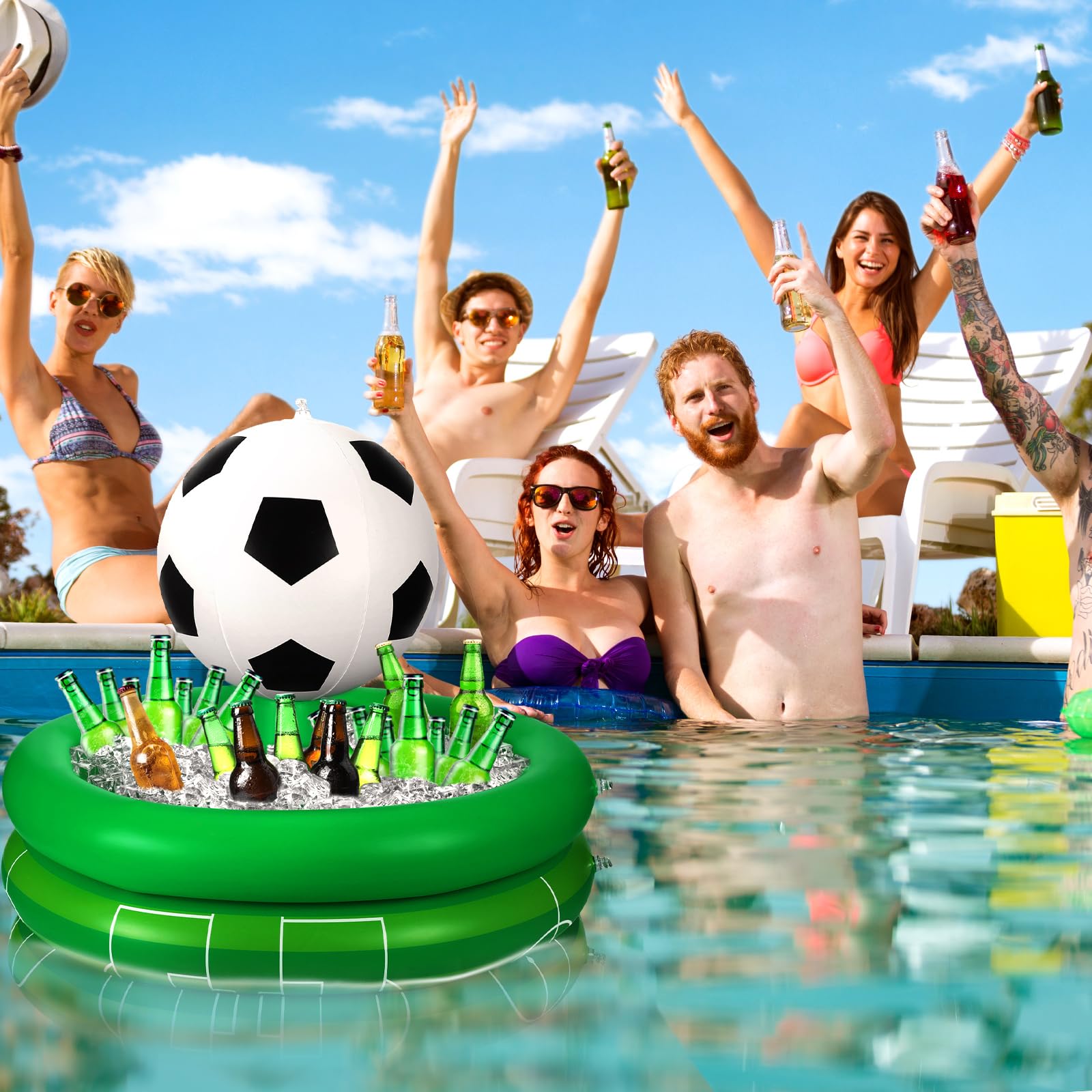 Bencailor Inflatable Cooler - Portable Football Drink Cooler, PVC Sports Toss Game, Rugby Basketball Baseball Party Decoration, Ideal for Tailgates, Beach Outings, and Backyard BBQs