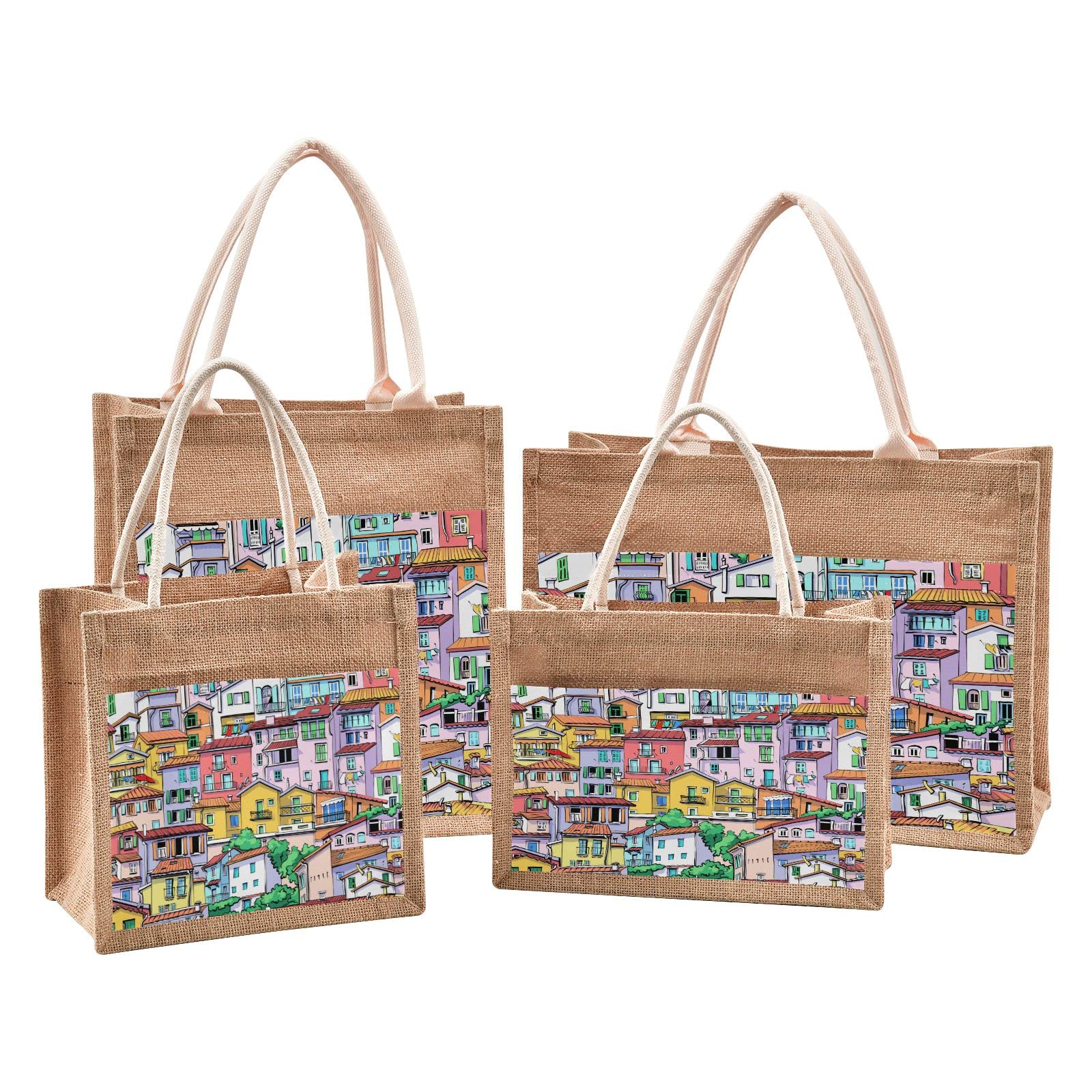 Eco-Friendly Jute Tote Bag for Women - Vintage Style Grocery Shopping Bag with Sturdy Handles - Perfect for Travel, Beach, Wedding & Daily Use