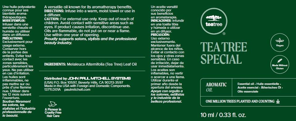 Pure Tea Tree Essential Oil for Skin, Hair & Nails - Aromatherapy Diffuser Oil for Relaxation, Stress Relief & Home Spa