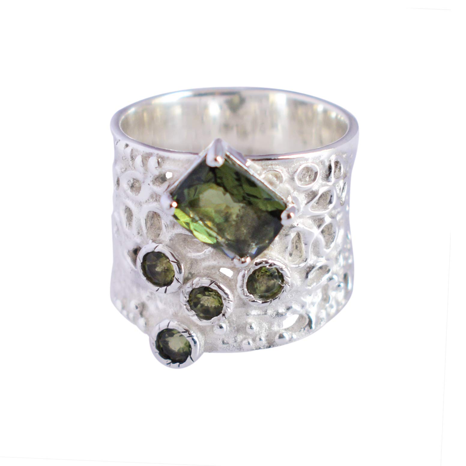 Natural Moldavite Gemstone 925 Sterling Silver Ring - Handmade Bohemian Jewelry for Women - Perfect Birthday Gift, Spiritual Healing & Fashion Statement
