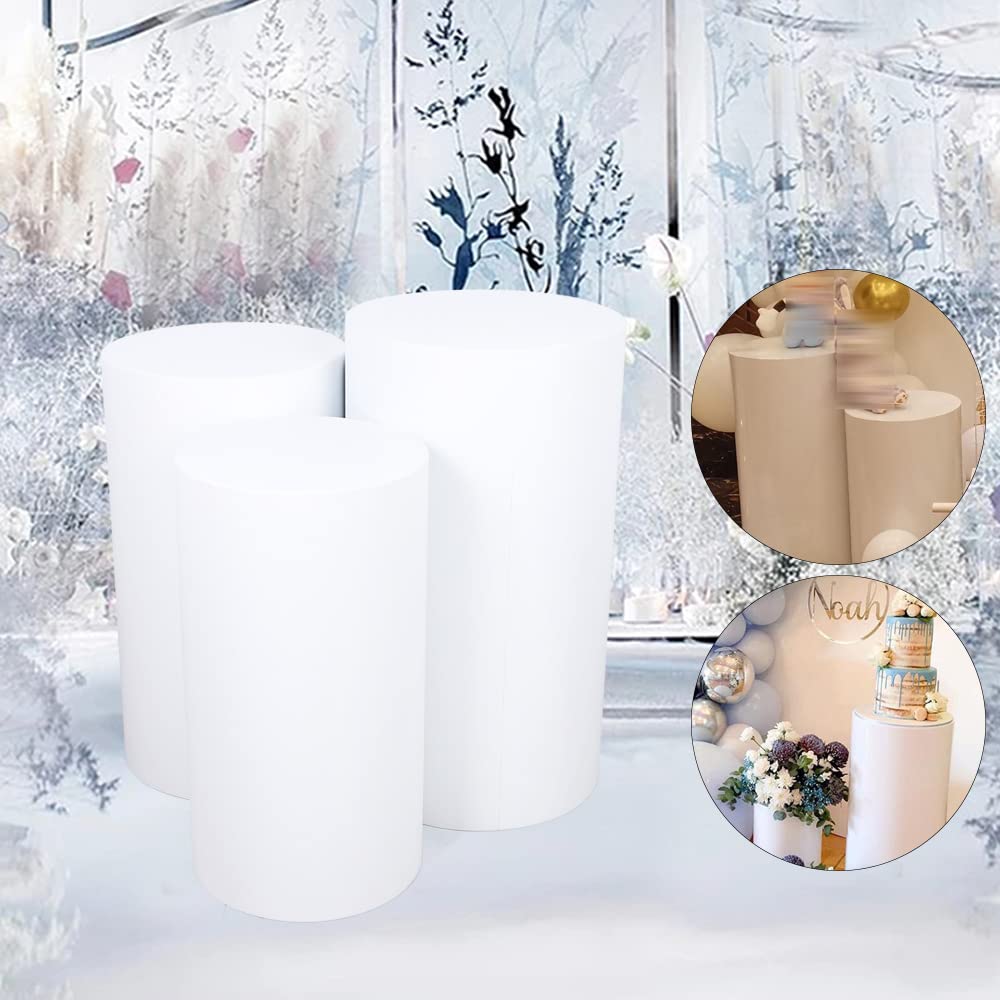 Round Cylinder Pedestal Display Stand - 3-Piece Set for Birthday Decor, Event Centerpieces, and Home Decor (19.68x10.62