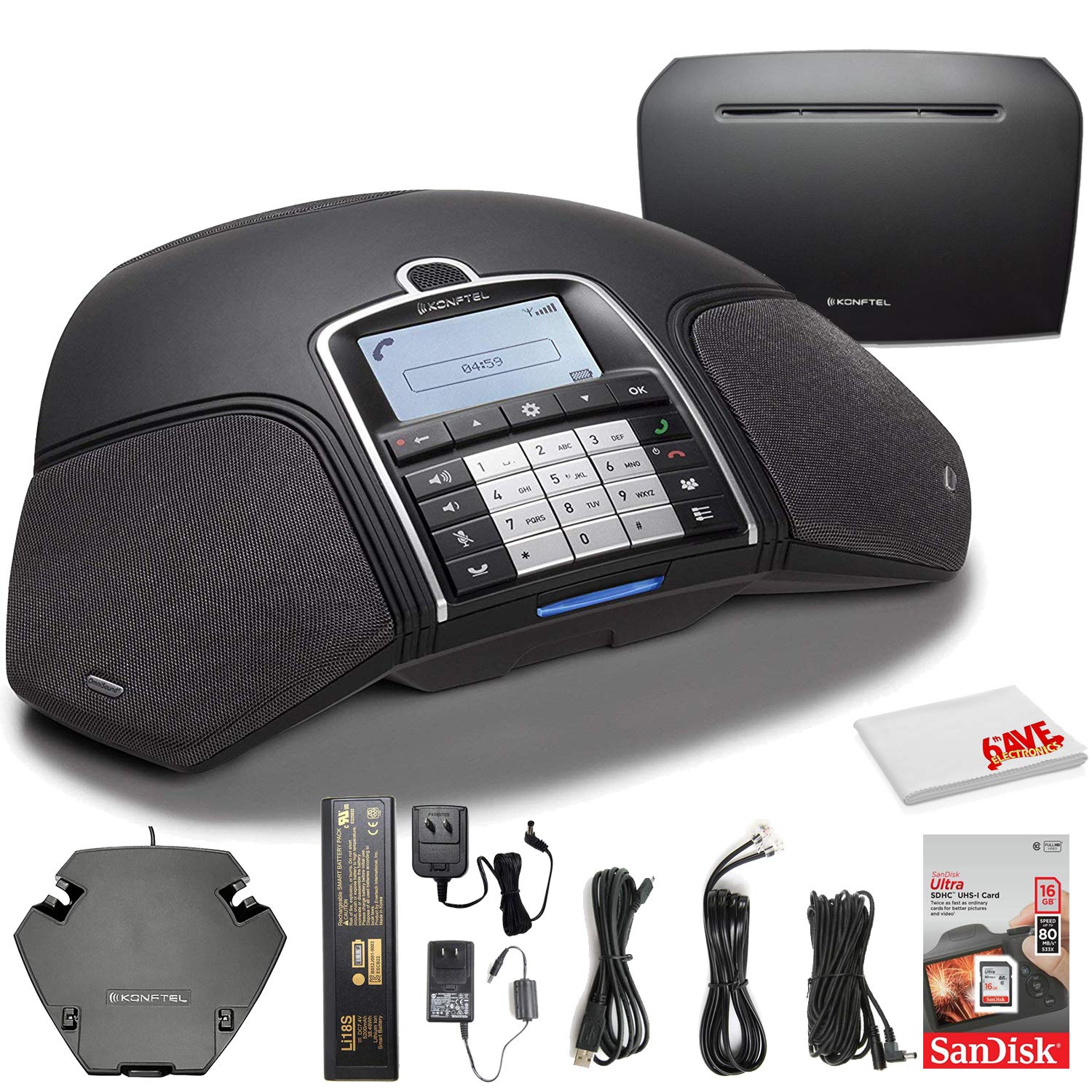 Renewed Konftel 300Wx Wireless Conference Phone with IP DECT 10 Base Station & 16GB SanDisk Card for Call Recording - Ideal for Business Meetings & Conference Rooms