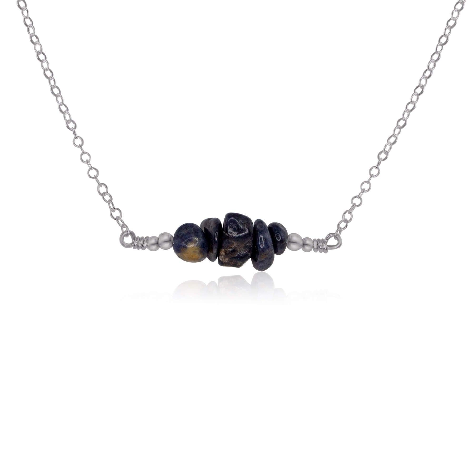 Elegant Sapphire Chip Bead Bar Necklace for Women - Dainty Layering Jewelry for Everyday Wear & Special Occasions