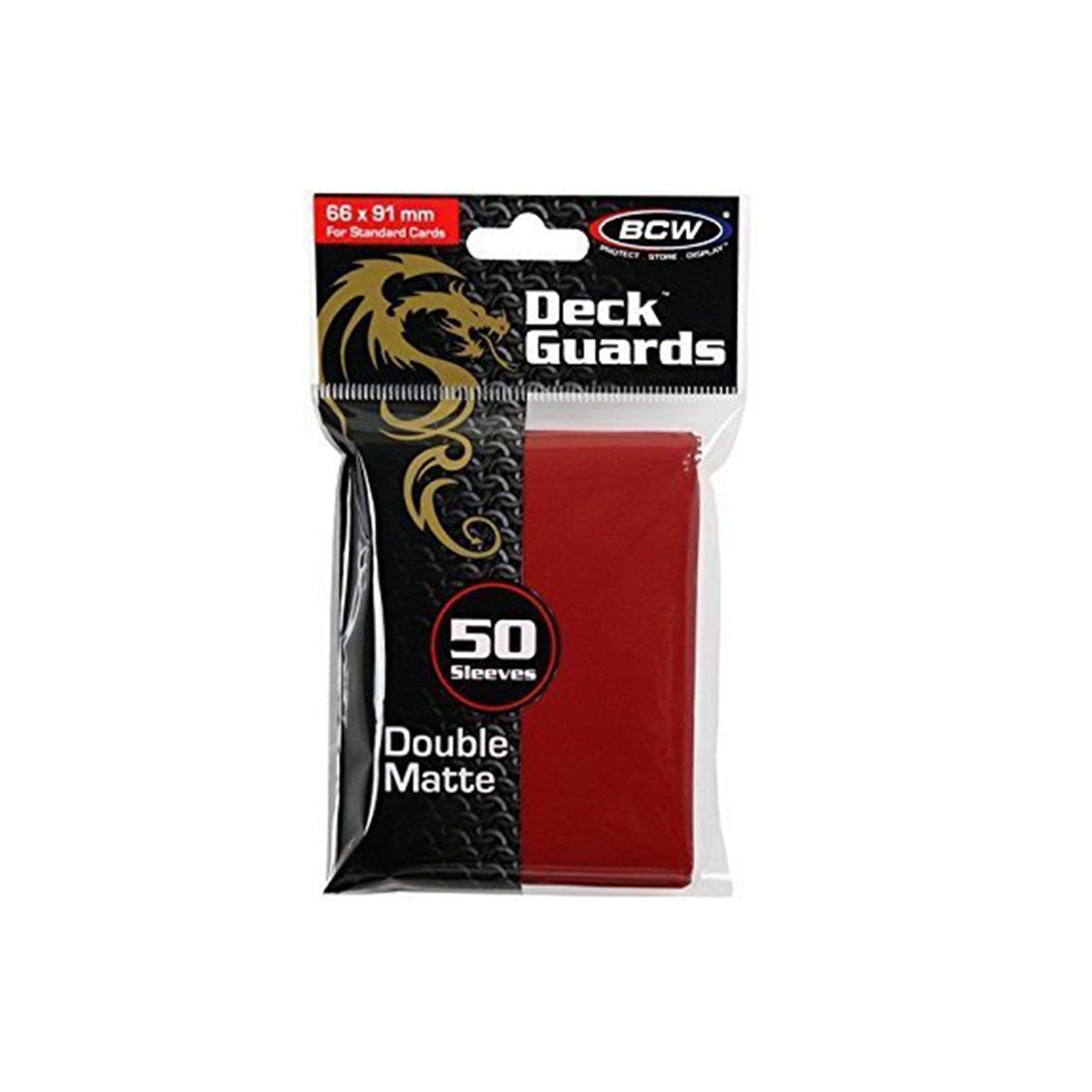 BCW Red Double Matte Deck Guards Standard Card Sleeves (50 Count) - Perfect for MTG, Pokemon & Yu-Gi-Oh! Card Protection & Gameplay