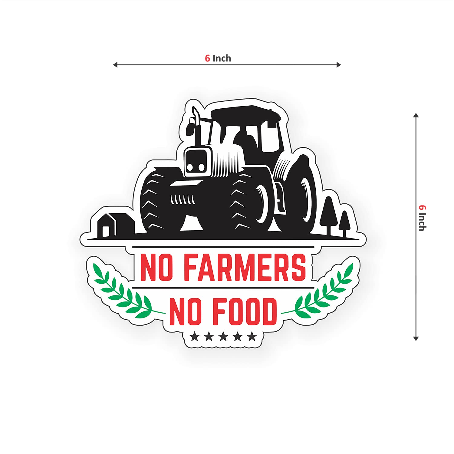 Printjas No Farmers No Food Car & Motorcycle Stickers - Pack of 3 - Waterproof Vinyl Decals for Bumpers, Laptops, Helmets & Windows
