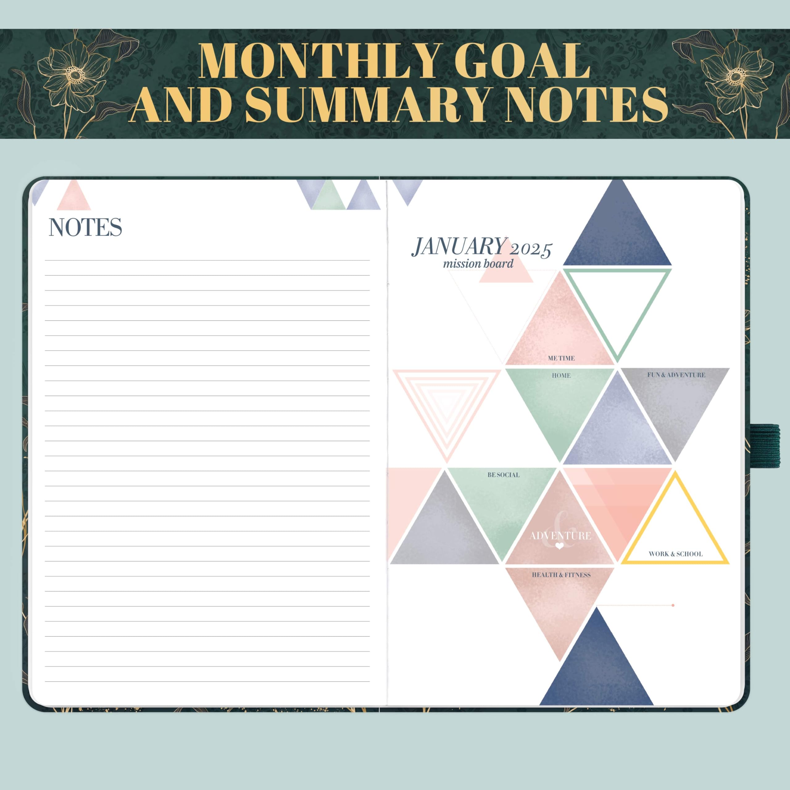 2025 Planner - A5 Weekly Diary with Hardcover & Elastic Closure | January-December 2025 | Green | Perfect for School, Office & Personal Organization | Gift Idea for Students & Professionals