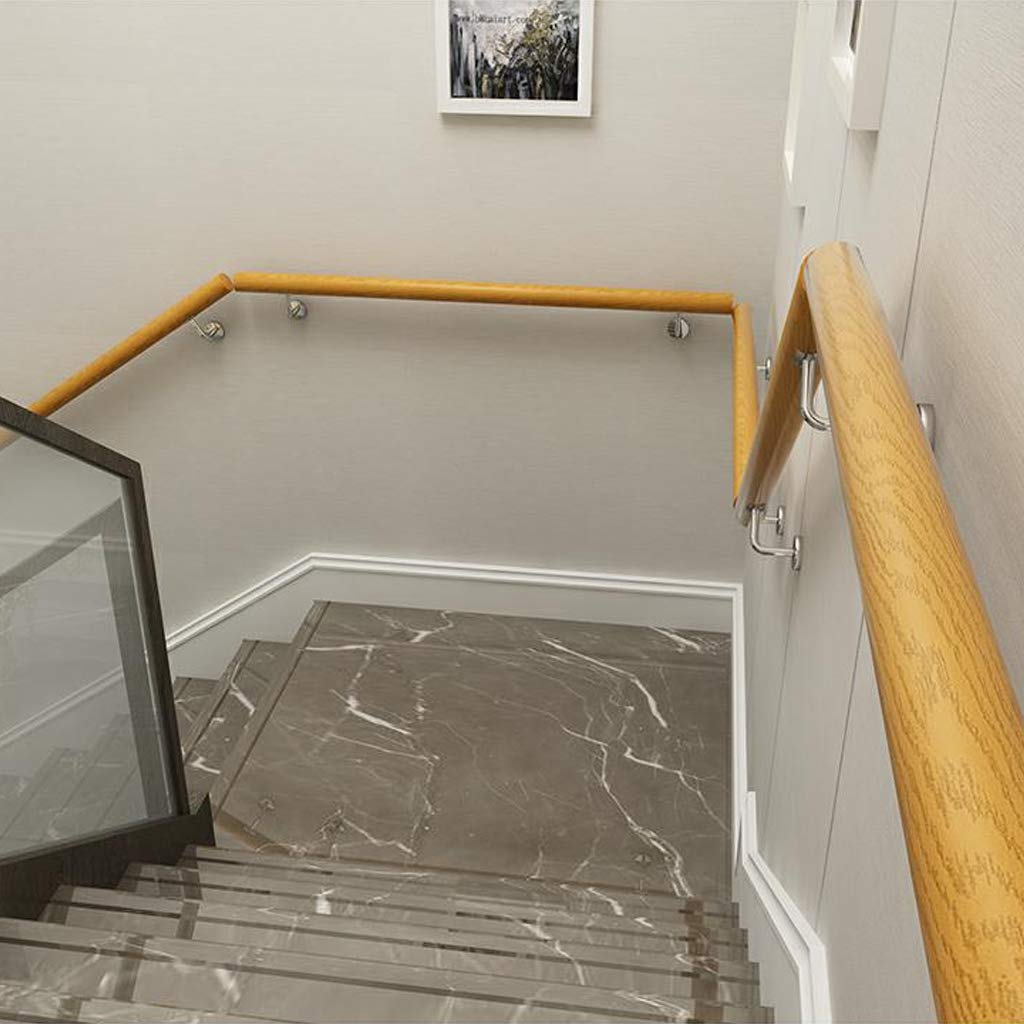 Stainless Steel Stair Handrail Kit - Wood Staircase Railing with Non-Slip Grip | Wall Mounted Safety Handrail for Indoor & Outdoor Use | Perfect for Lofts, Corridors, and Elderly Home Safety