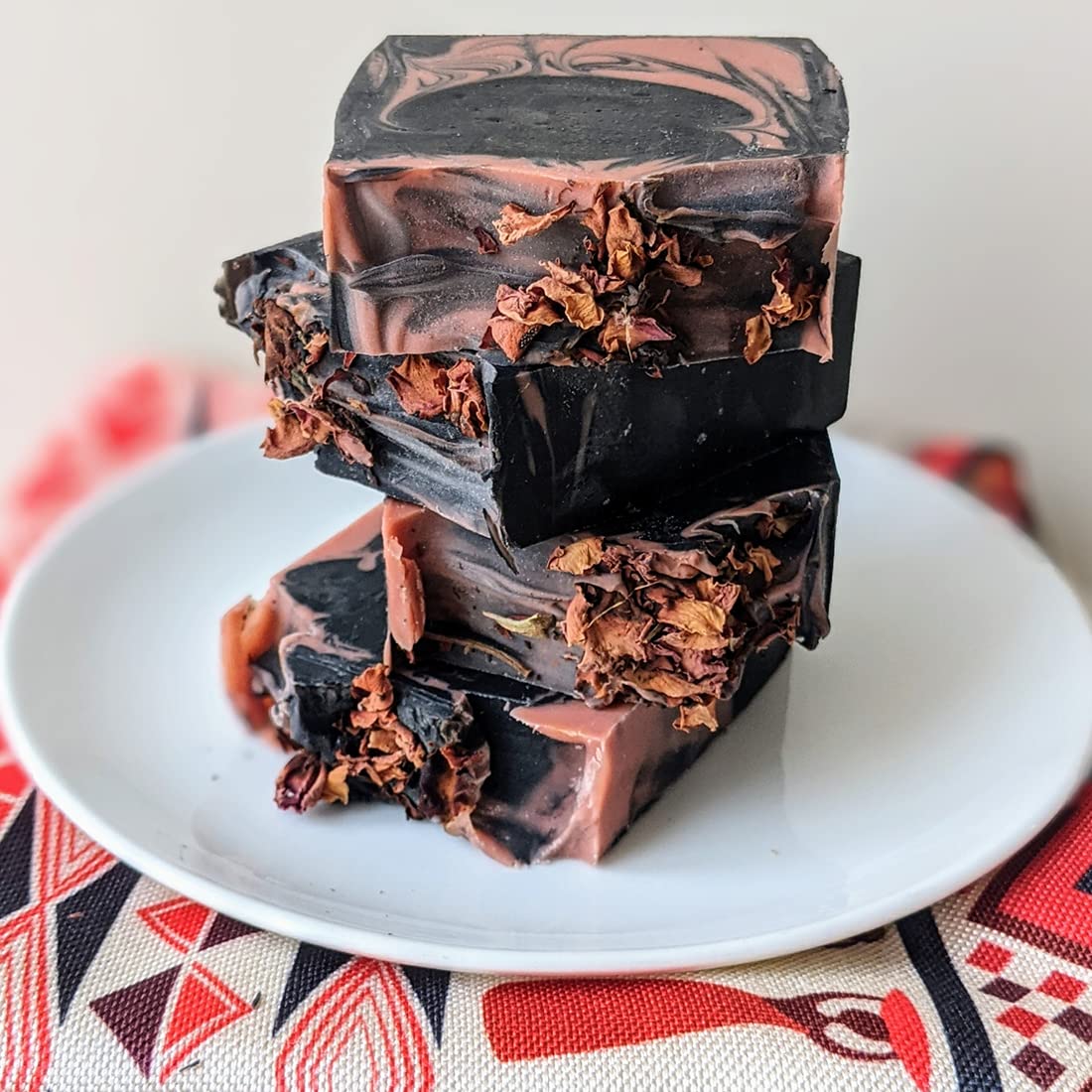 Nyra Naturals Activated Charcoal & Tea Tree Essential Oil Soap - Cold Processed Handmade Bath Bar for Acne & Detox - Black Rose Scented (Pack of 1) | Perfect for Sensitive Skin & Deep Cleansing