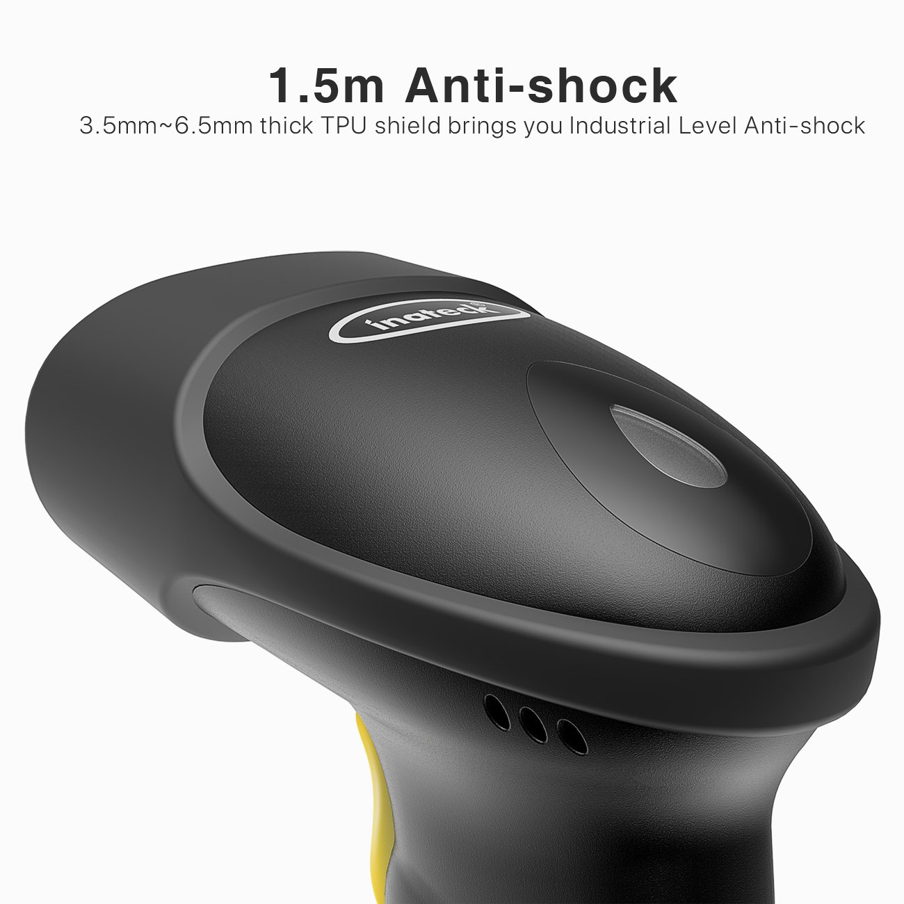 Inateck 2D Bluetooth Barcode Scanner - Wireless QR Code Reader with 2000mAh Battery (30 Days Continuous Use) - BCST-50 - Ideal for Retail, Warehouse & Inventory Management