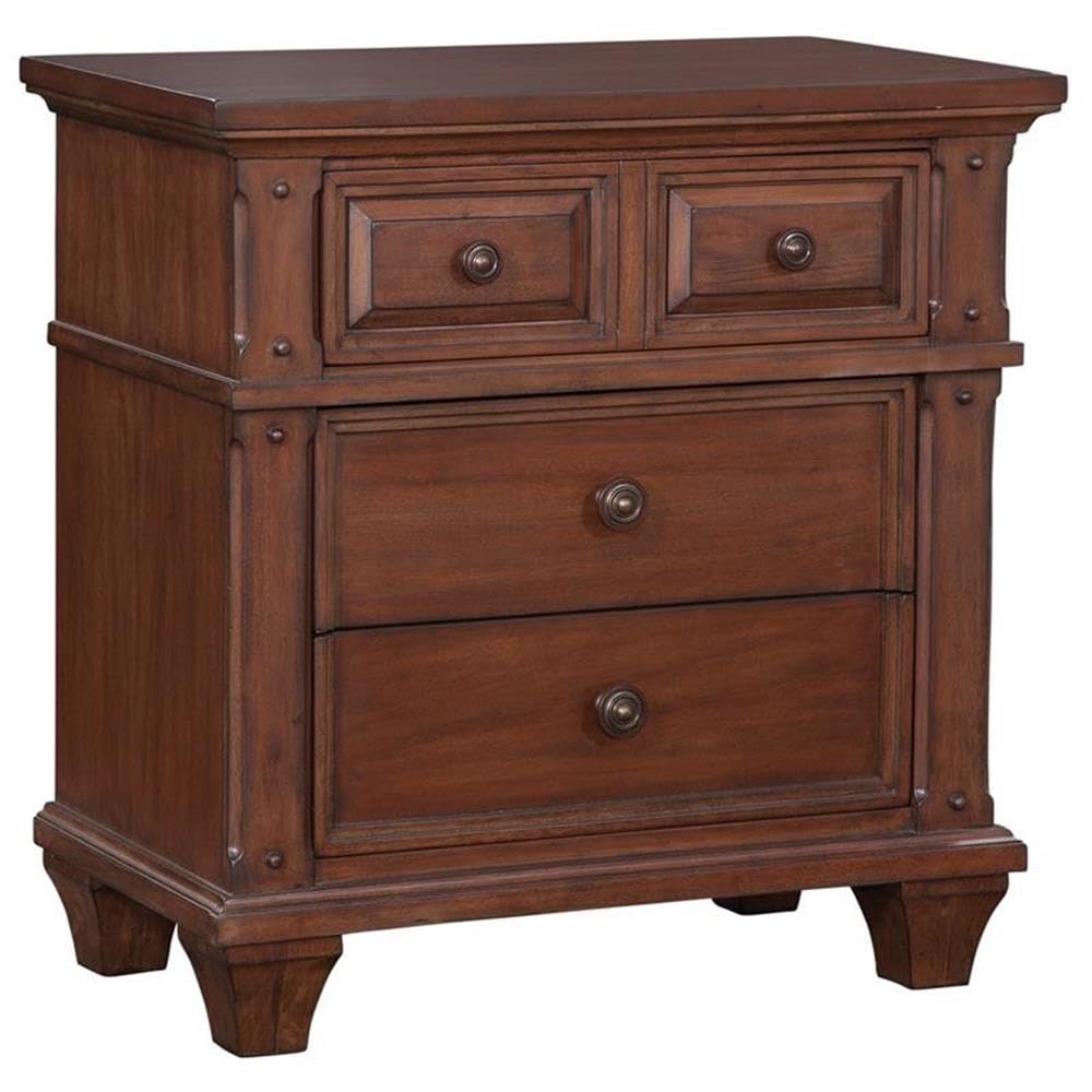American Woodcrafters Sedona Cherry Finished Wood 3-Drawer Nightstand - Solid Wood Bedside Table with Storage for Bedroom, Living Room & Guest Room