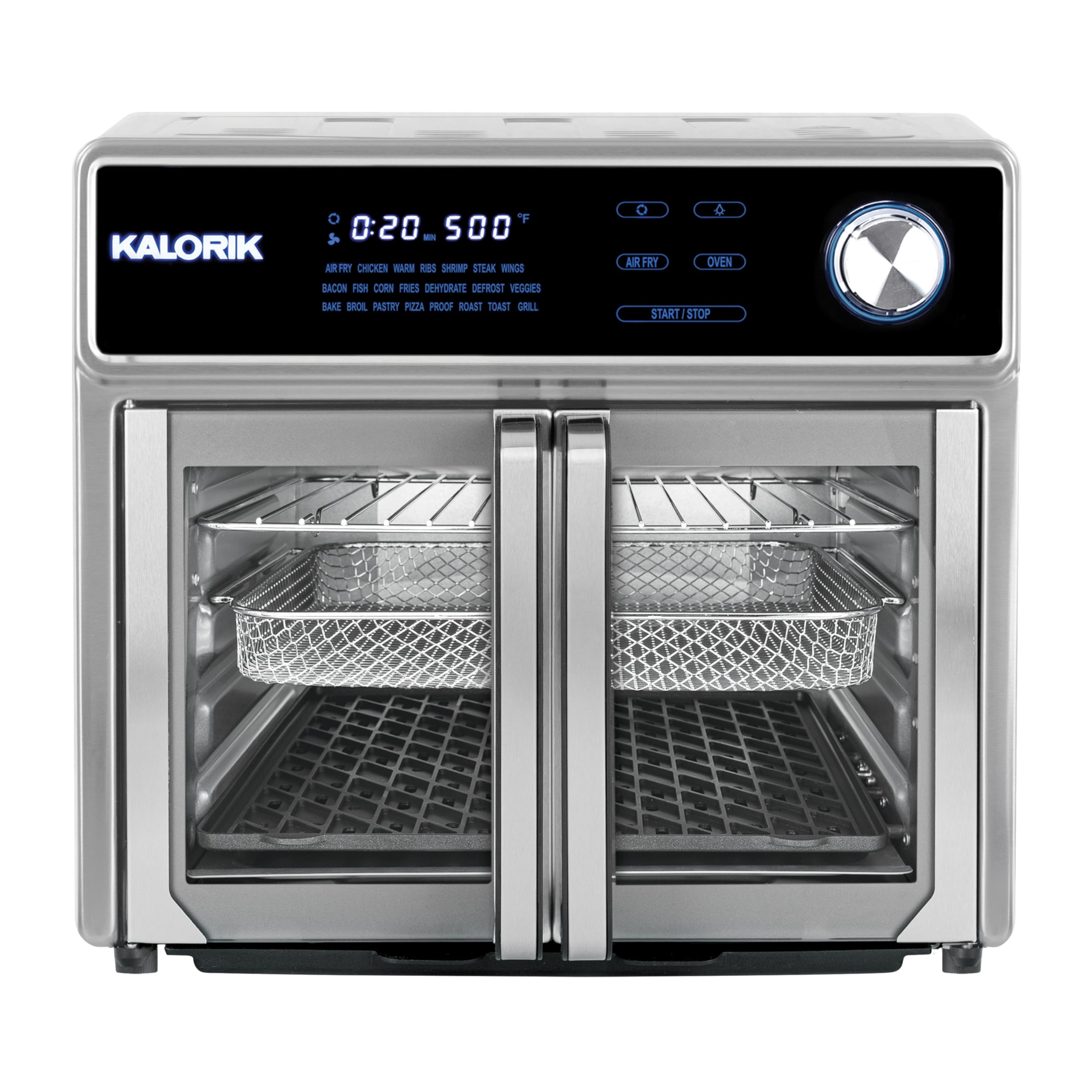 Kalorik MAXX 26 Quart Digital Air Fryer Oven Grill with 12-in-1 Functions - Stainless Steel (AFO 47631 SS2) - Perfect for Baking, Roasting, and Healthy Cooking at Home