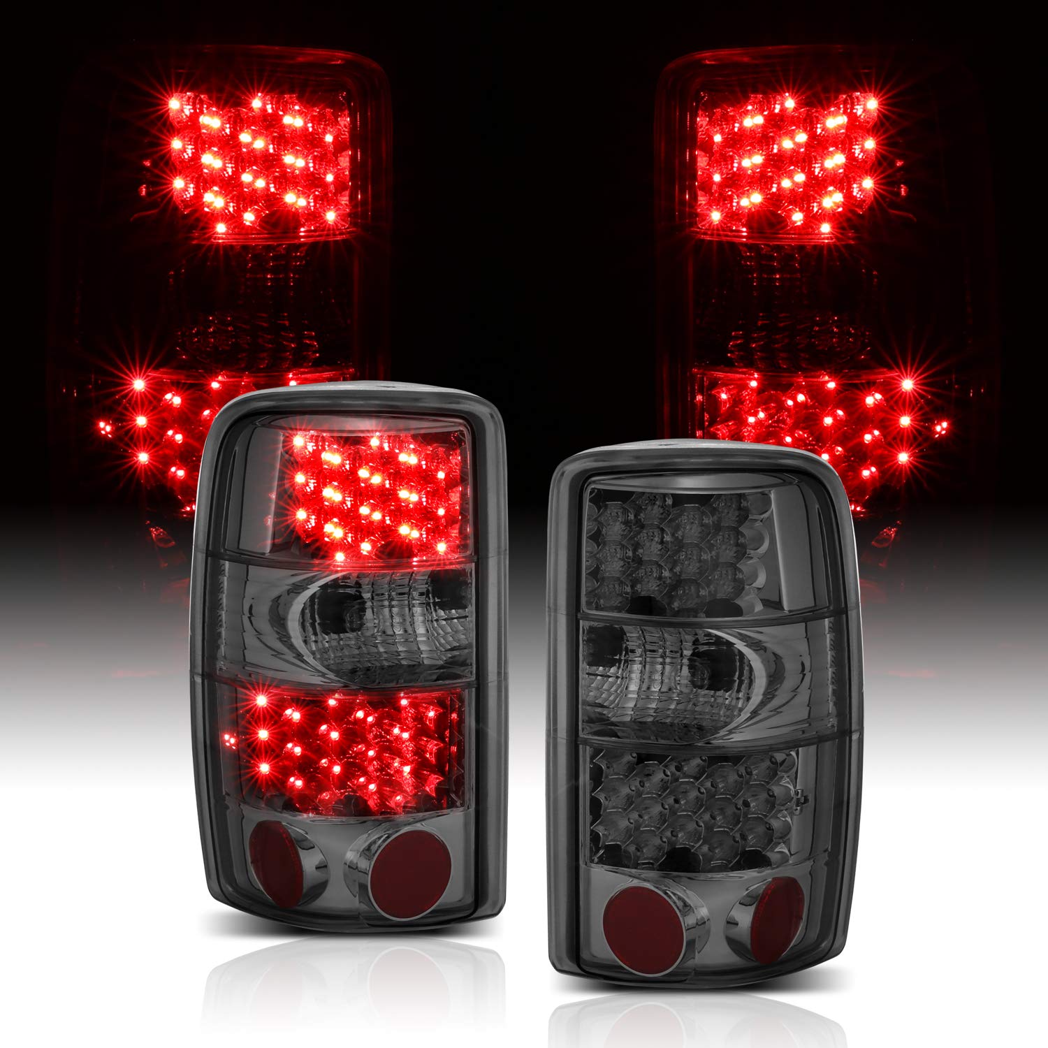 Smoke LED Brake Tail Lights Assembly Set for 2000-2006 Chevy Tahoe & Suburban | GMC Yukon | Passenger & Driver Side | Enhanced Visibility & Style for Night Driving